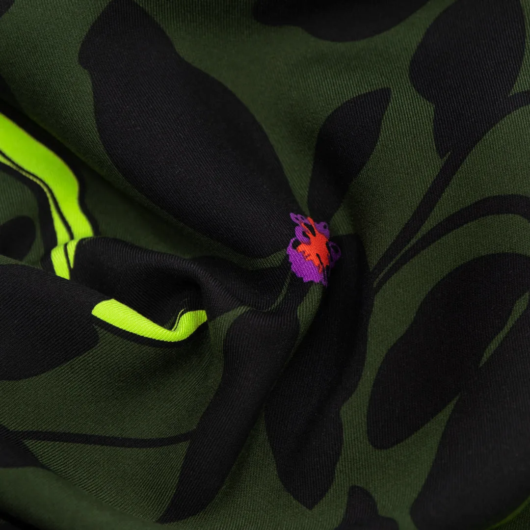 Glowing Tropics Rayon Twill - Forest/Black/Neon