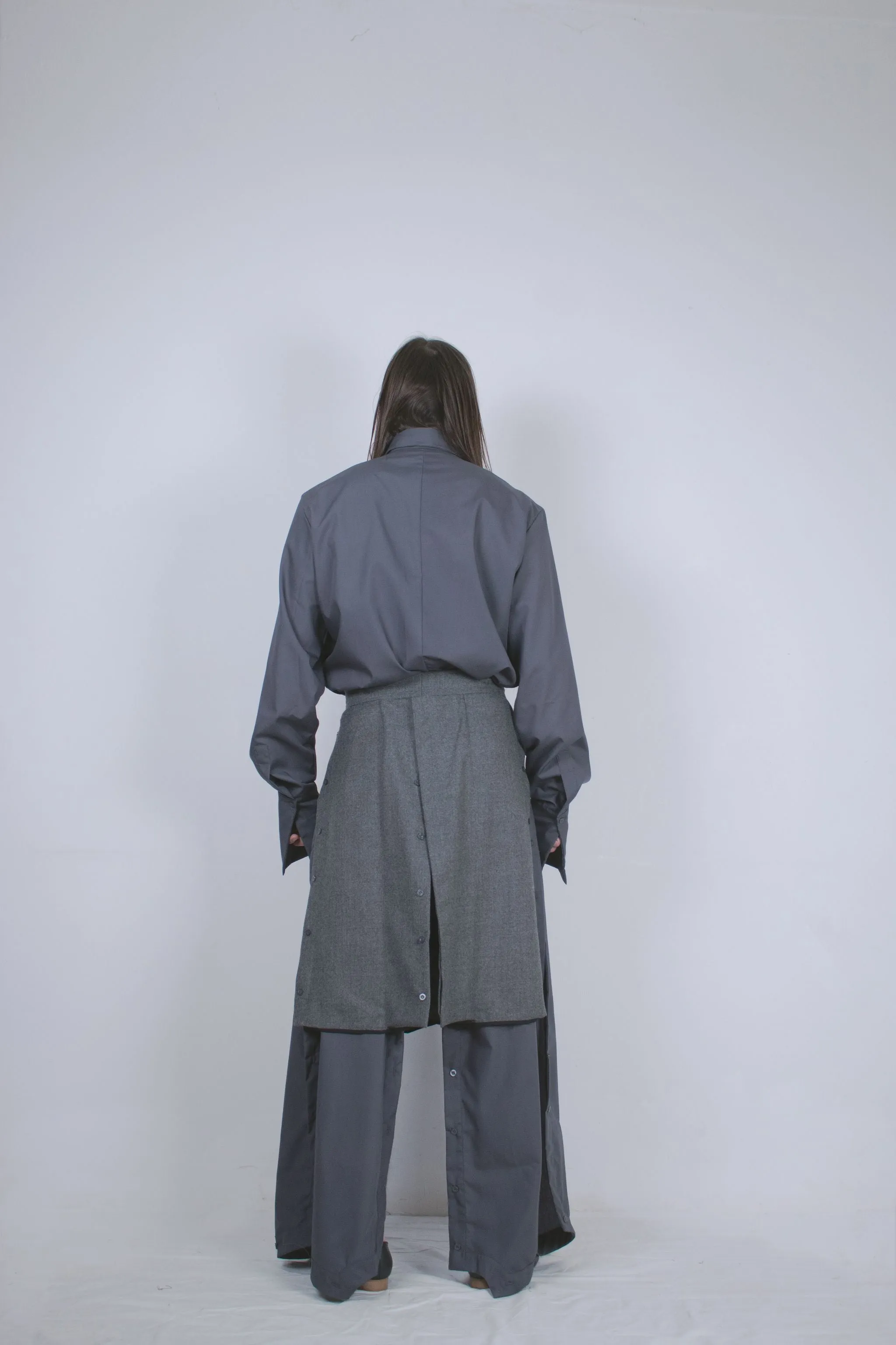 Grey Wool Buttoned Culottes