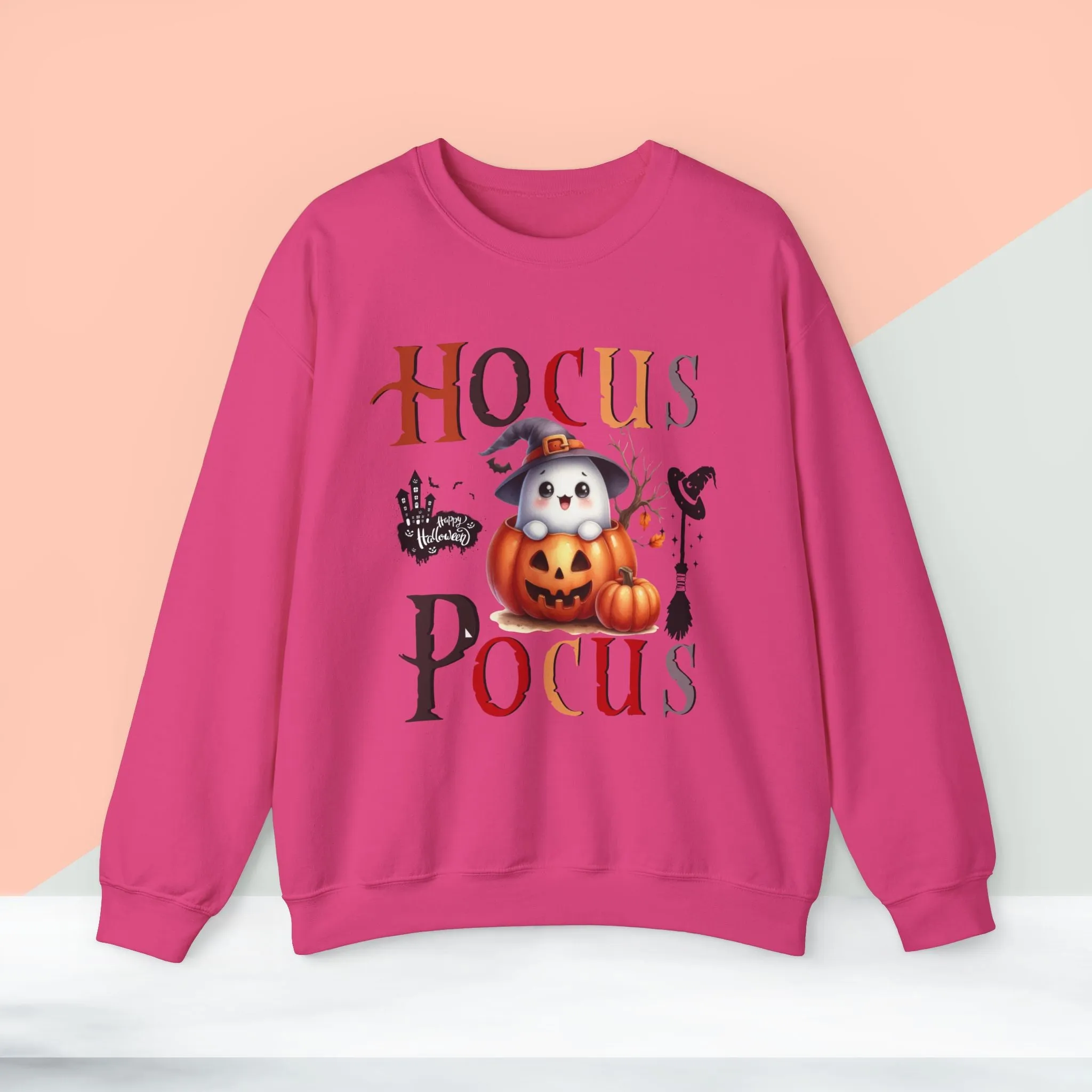 Hocus Pocus  Happy Halloween Sweatshirt, Happy Halloween Sweatshirt - Unisex Heavy Blend Crewneck, Halloween Sweatshirt, Cute Spooky Ghost sweatshirt.