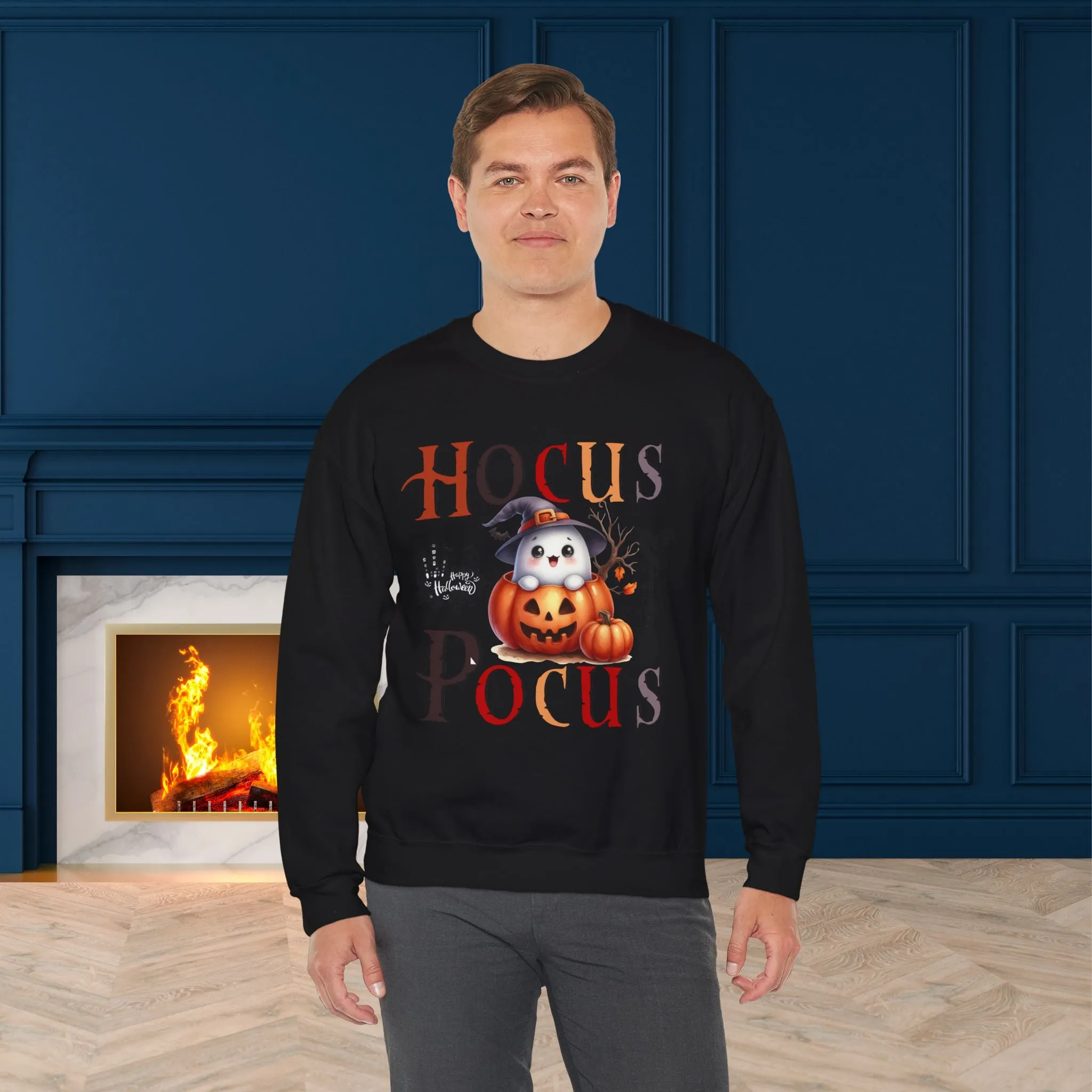 Hocus Pocus  Happy Halloween Sweatshirt, Happy Halloween Sweatshirt - Unisex Heavy Blend Crewneck, Halloween Sweatshirt, Cute Spooky Ghost sweatshirt.