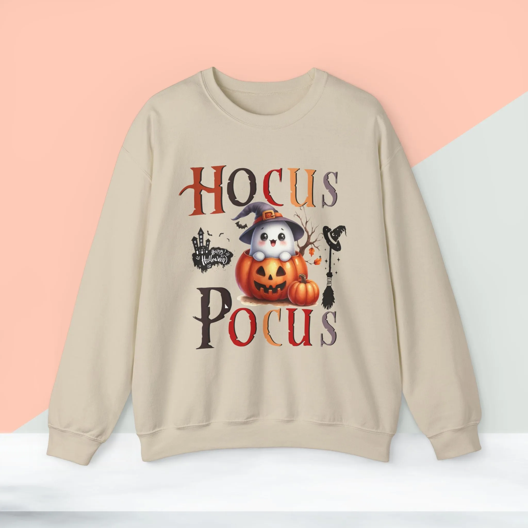 Hocus Pocus  Happy Halloween Sweatshirt, Happy Halloween Sweatshirt - Unisex Heavy Blend Crewneck, Halloween Sweatshirt, Cute Spooky Ghost sweatshirt.