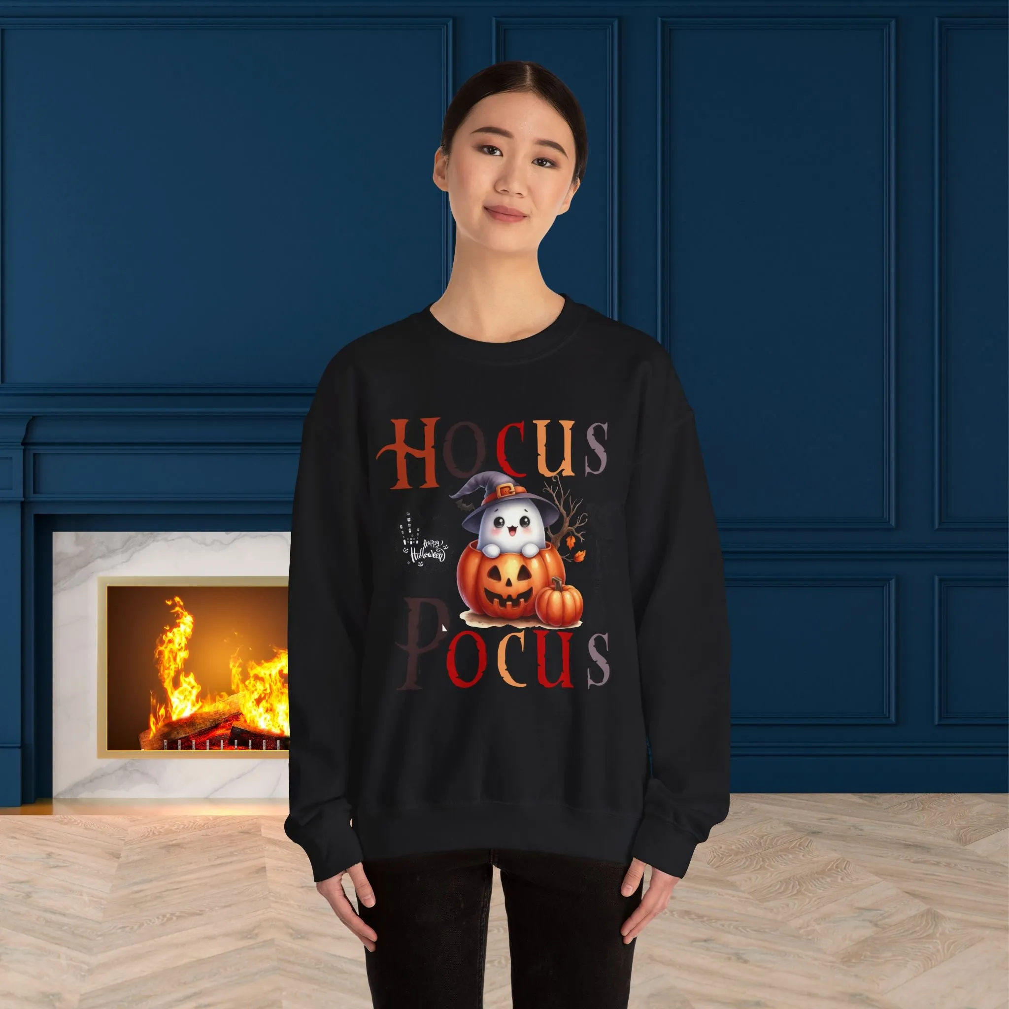 Hocus Pocus  Happy Halloween Sweatshirt, Happy Halloween Sweatshirt - Unisex Heavy Blend Crewneck, Halloween Sweatshirt, Cute Spooky Ghost sweatshirt.