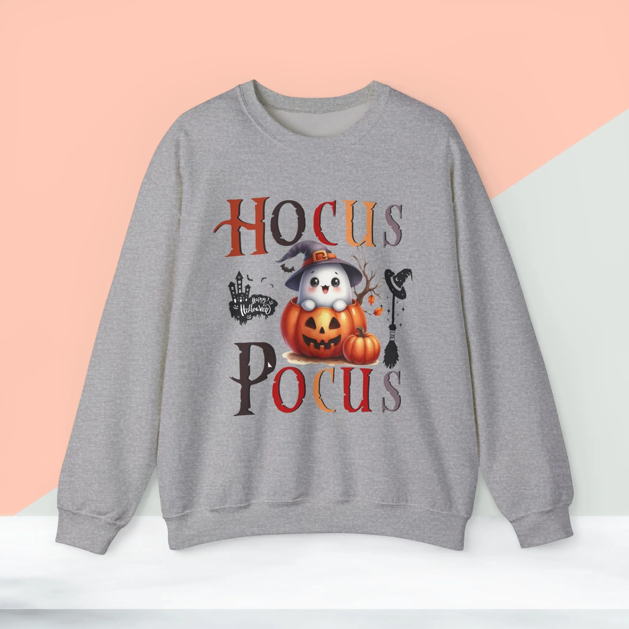 Hocus Pocus  Happy Halloween Sweatshirt, Happy Halloween Sweatshirt - Unisex Heavy Blend Crewneck, Halloween Sweatshirt, Cute Spooky Ghost sweatshirt.