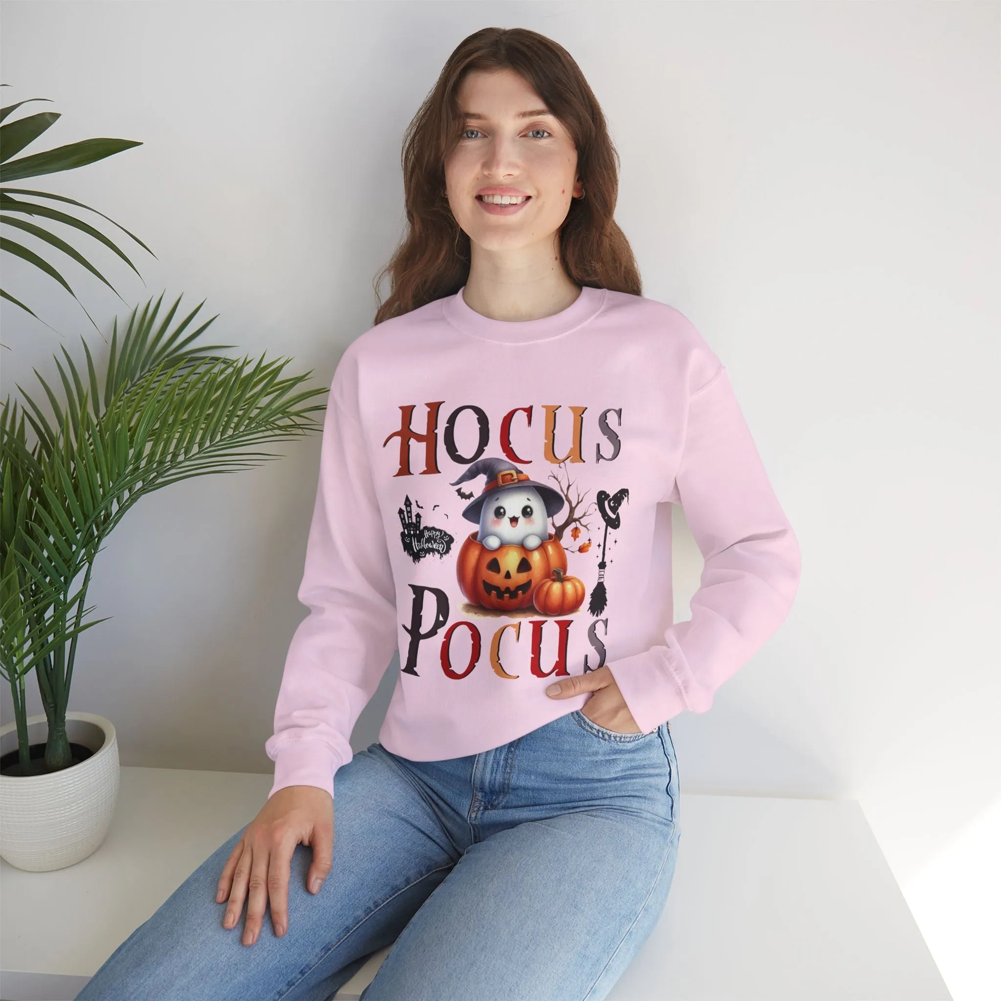 Hocus Pocus  Happy Halloween Sweatshirt, Happy Halloween Sweatshirt - Unisex Heavy Blend Crewneck, Halloween Sweatshirt, Cute Spooky Ghost sweatshirt.