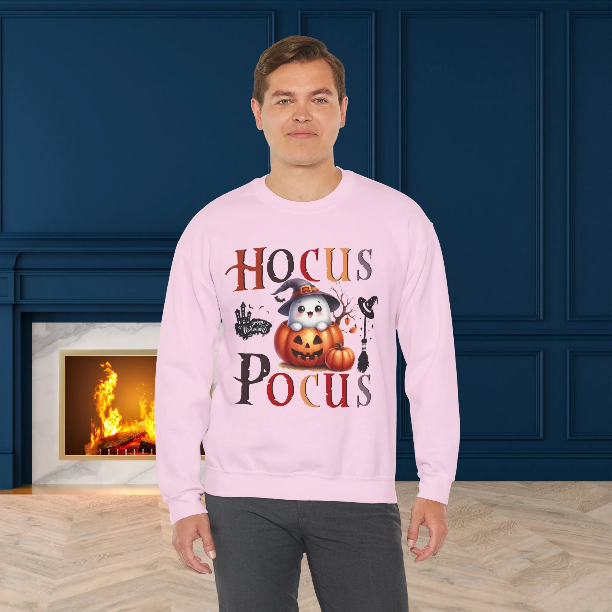 Hocus Pocus  Happy Halloween Sweatshirt, Happy Halloween Sweatshirt - Unisex Heavy Blend Crewneck, Halloween Sweatshirt, Cute Spooky Ghost sweatshirt.