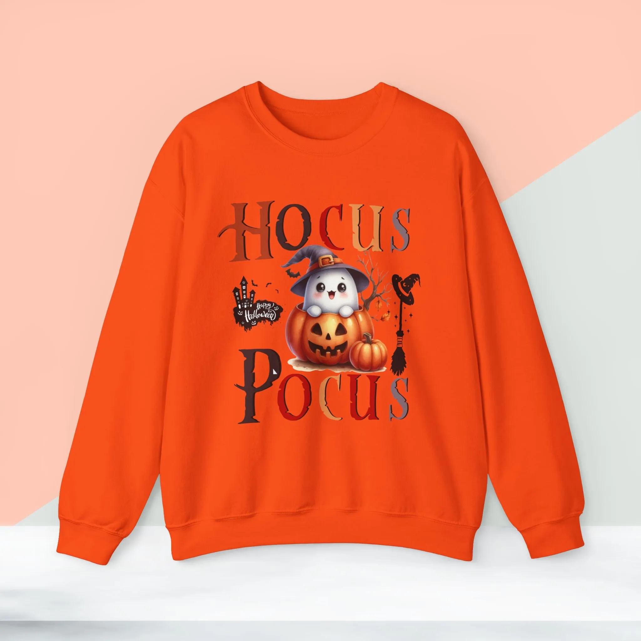 Hocus Pocus  Happy Halloween Sweatshirt, Happy Halloween Sweatshirt - Unisex Heavy Blend Crewneck, Halloween Sweatshirt, Cute Spooky Ghost sweatshirt.