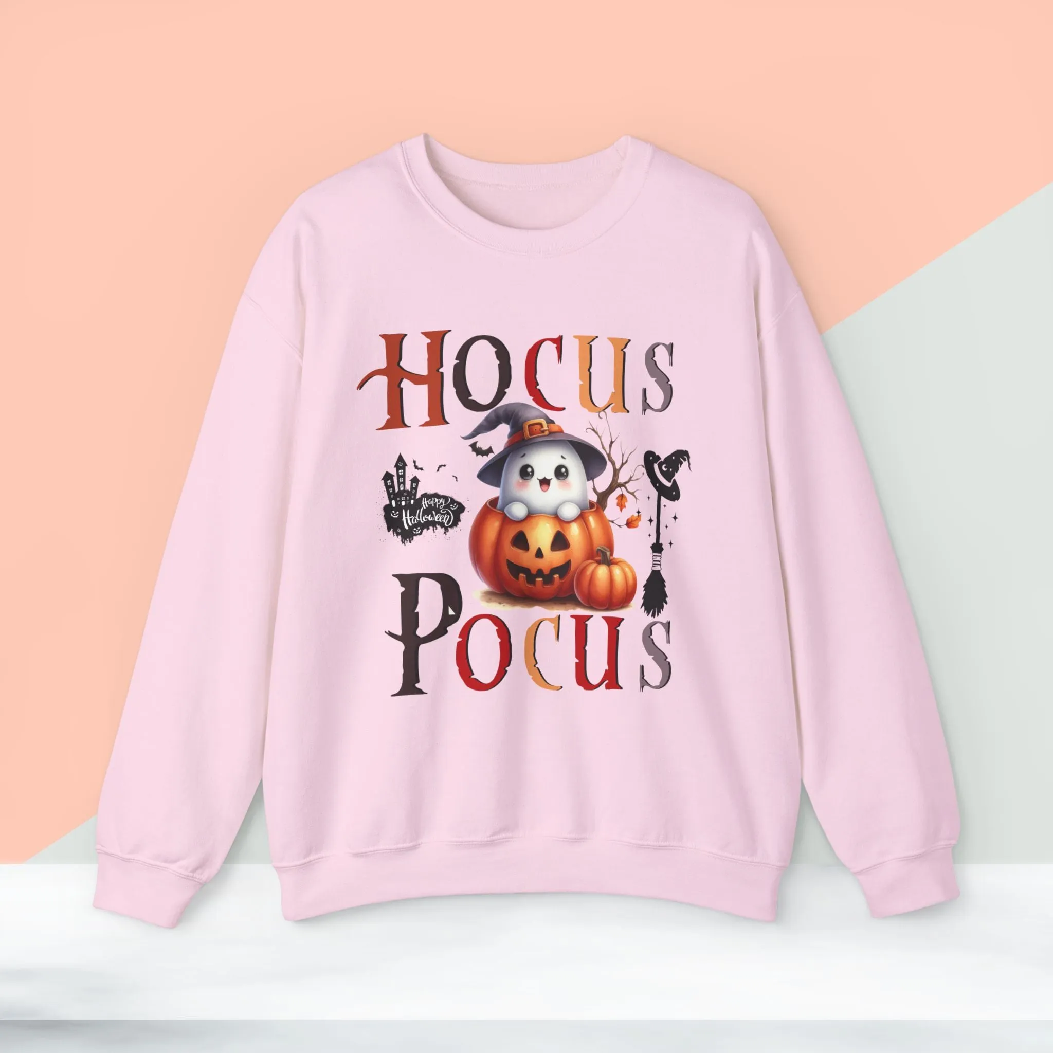 Hocus Pocus  Happy Halloween Sweatshirt, Happy Halloween Sweatshirt - Unisex Heavy Blend Crewneck, Halloween Sweatshirt, Cute Spooky Ghost sweatshirt.