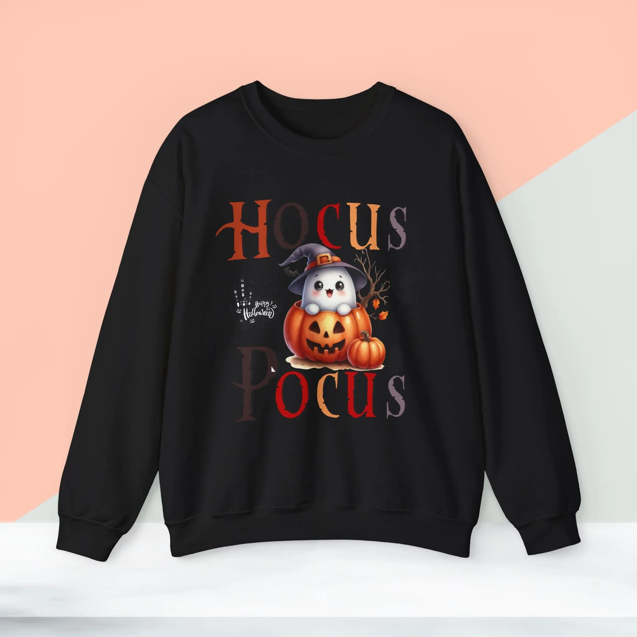 Hocus Pocus  Happy Halloween Sweatshirt, Happy Halloween Sweatshirt - Unisex Heavy Blend Crewneck, Halloween Sweatshirt, Cute Spooky Ghost sweatshirt.