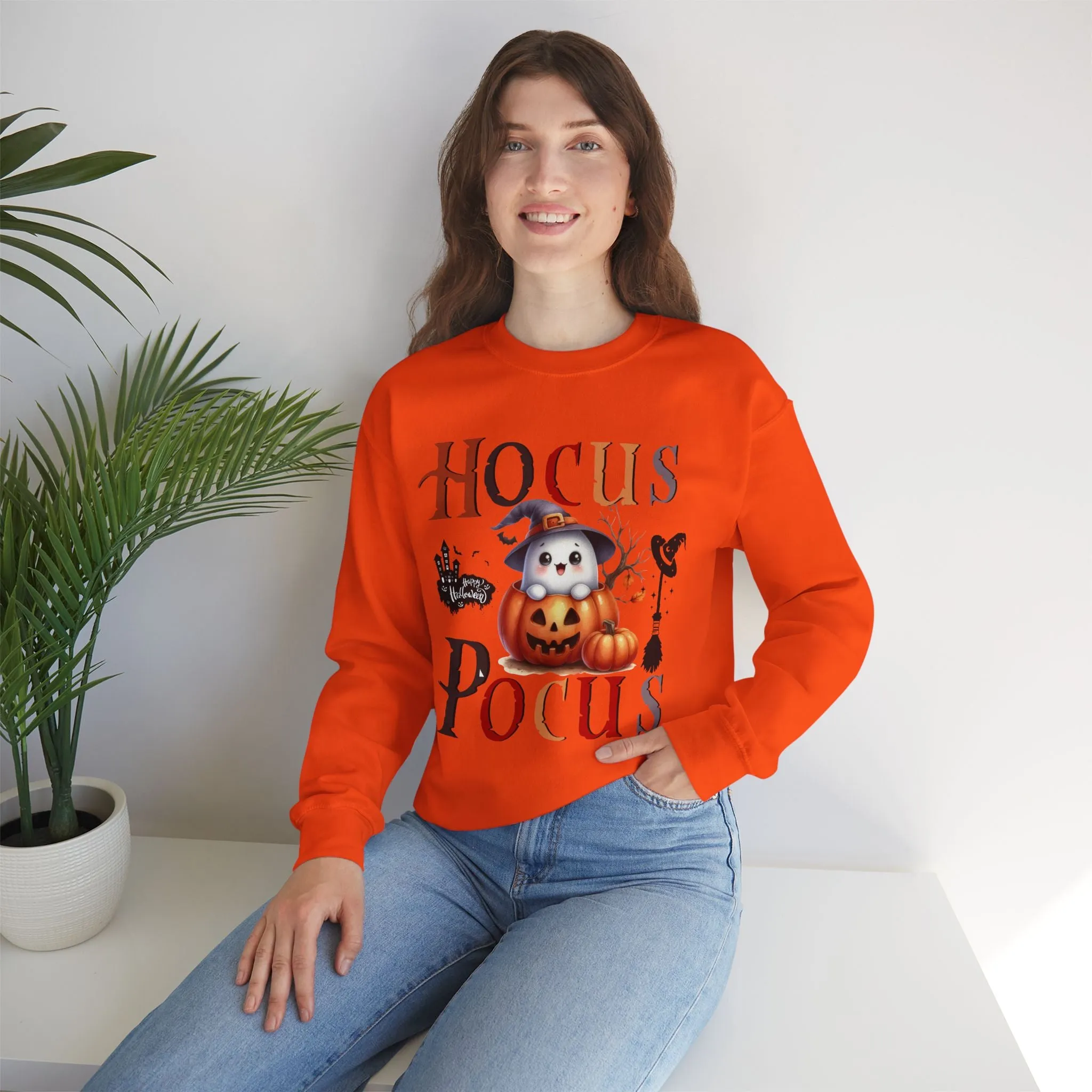 Hocus Pocus  Happy Halloween Sweatshirt, Happy Halloween Sweatshirt - Unisex Heavy Blend Crewneck, Halloween Sweatshirt, Cute Spooky Ghost sweatshirt.