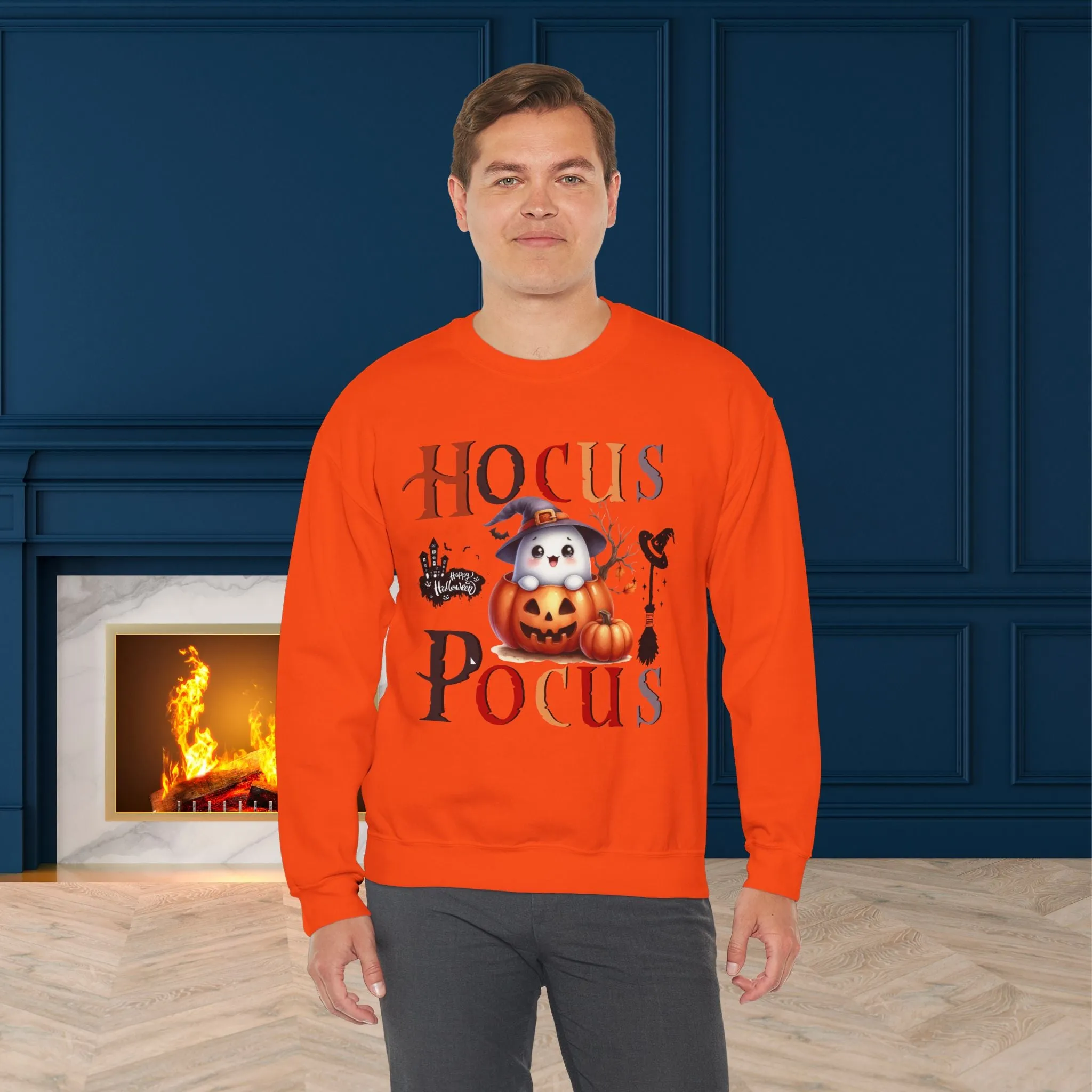 Hocus Pocus  Happy Halloween Sweatshirt, Happy Halloween Sweatshirt - Unisex Heavy Blend Crewneck, Halloween Sweatshirt, Cute Spooky Ghost sweatshirt.