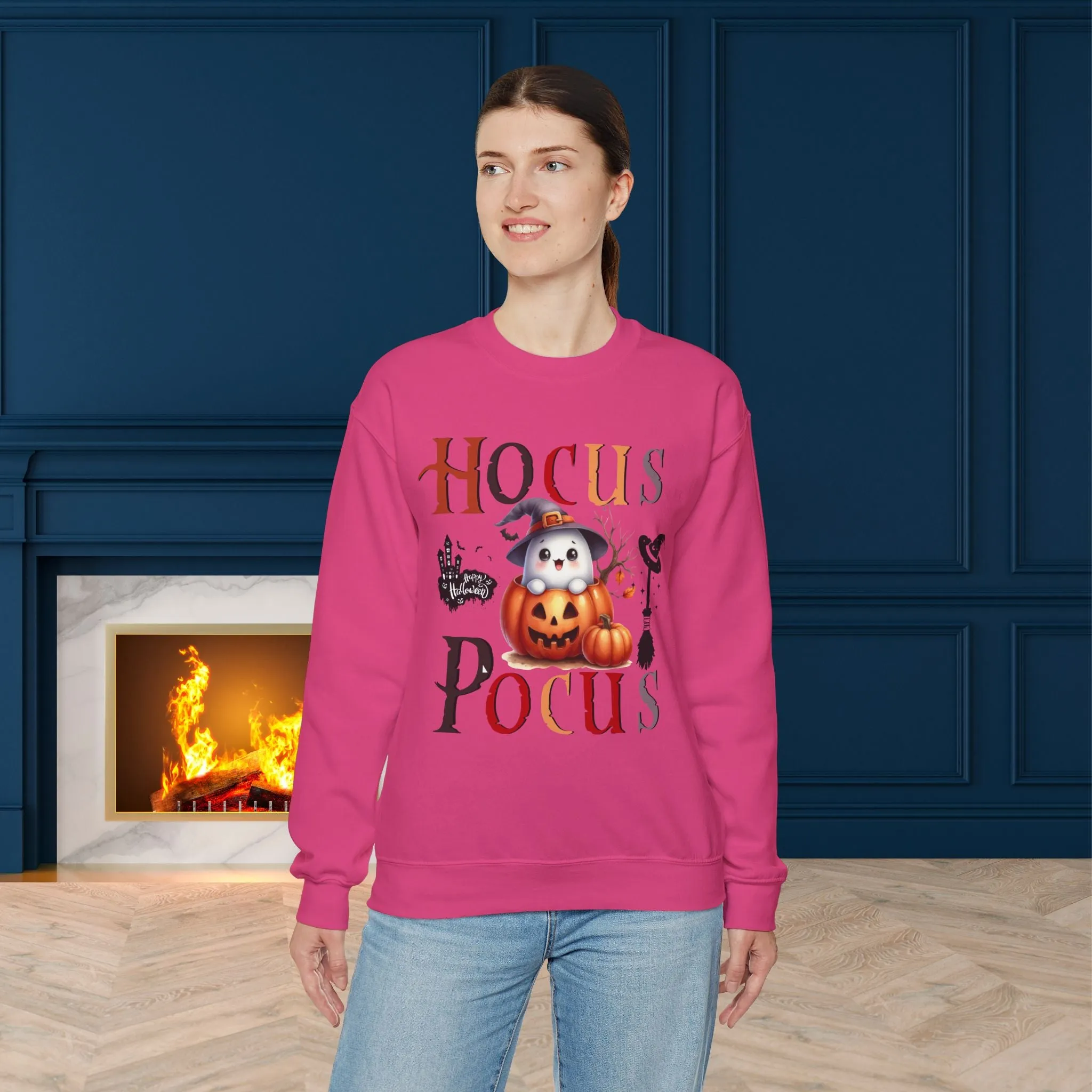 Hocus Pocus  Happy Halloween Sweatshirt, Happy Halloween Sweatshirt - Unisex Heavy Blend Crewneck, Halloween Sweatshirt, Cute Spooky Ghost sweatshirt.