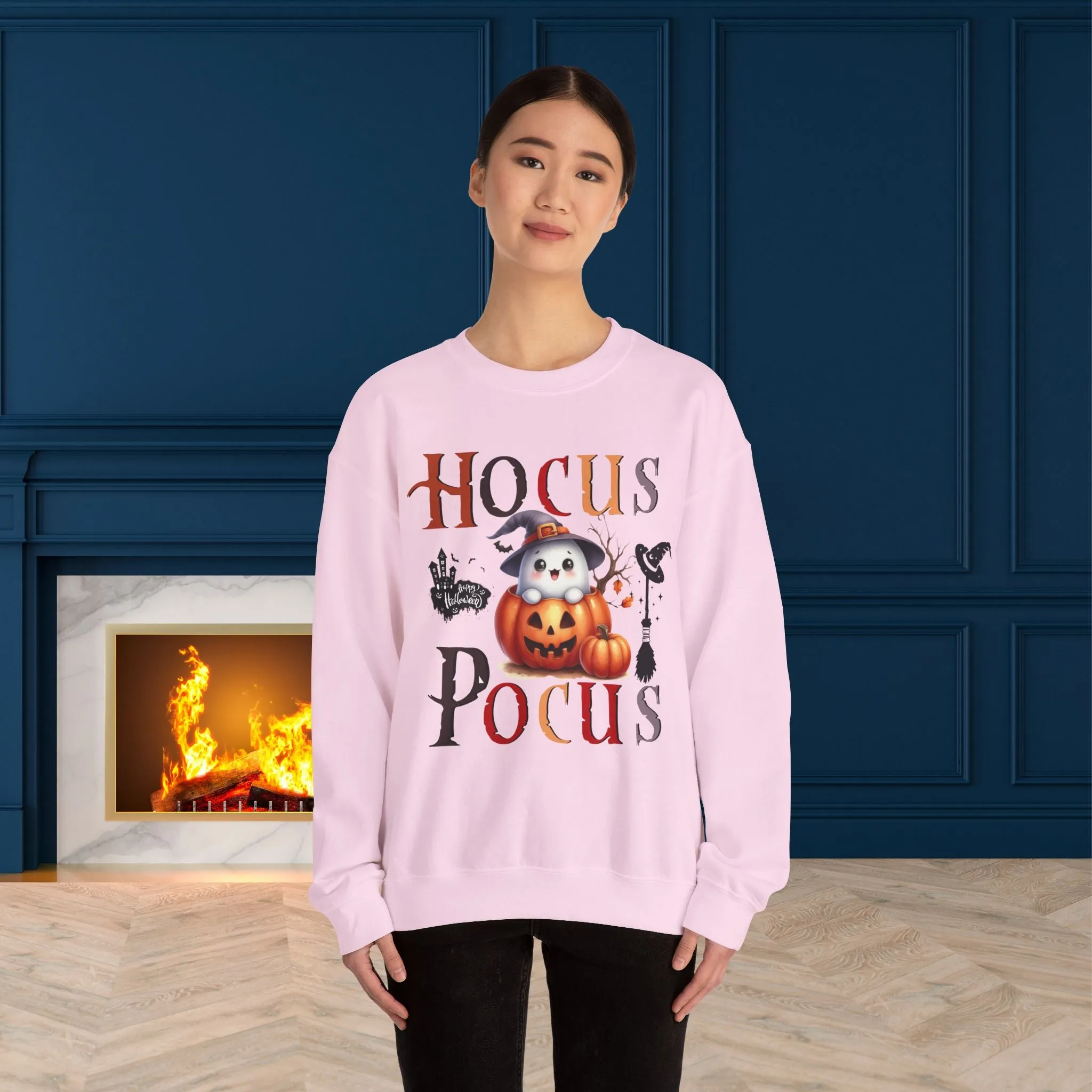 Hocus Pocus  Happy Halloween Sweatshirt, Happy Halloween Sweatshirt - Unisex Heavy Blend Crewneck, Halloween Sweatshirt, Cute Spooky Ghost sweatshirt.