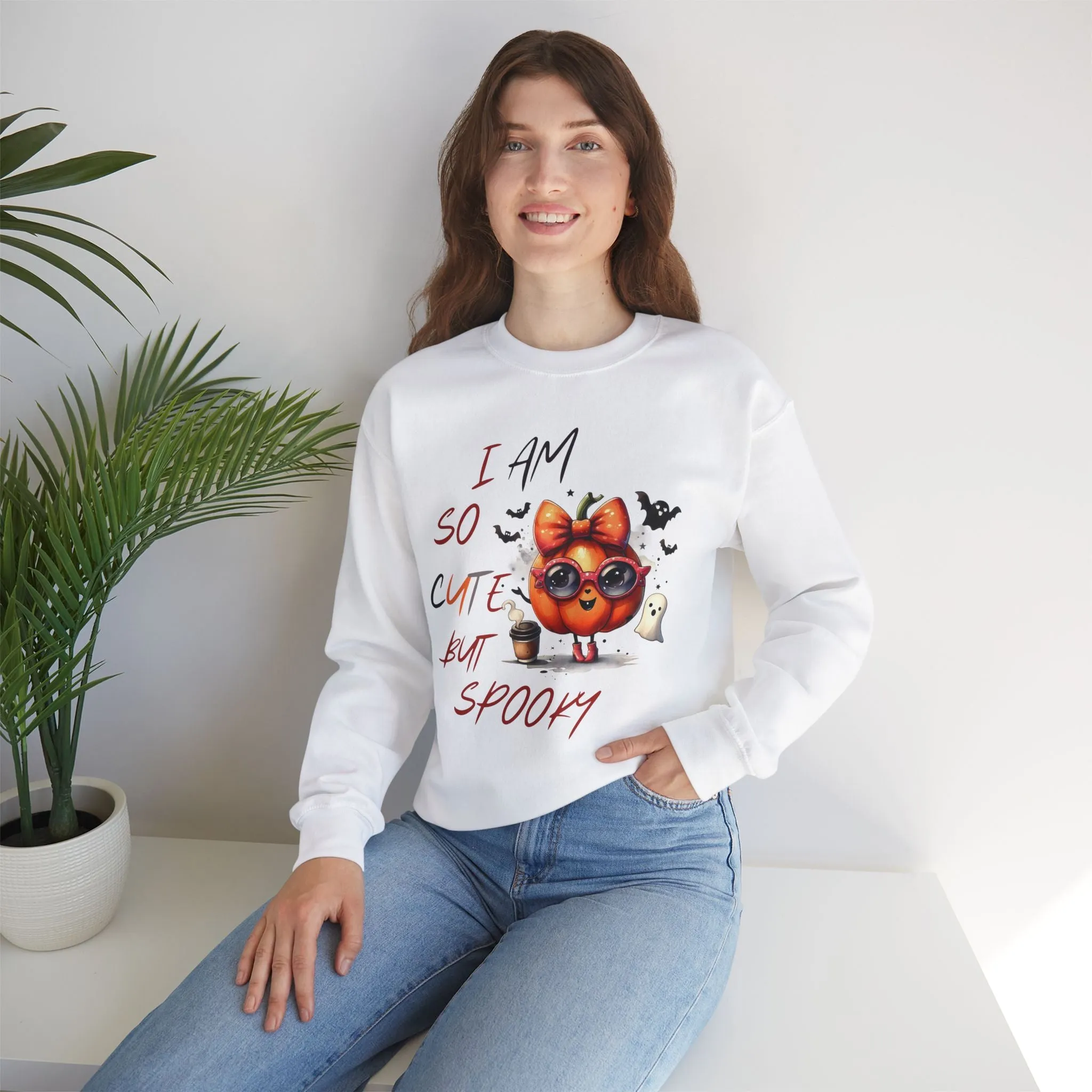 I Am So Cute But Spooky Halloween Sweatshirt, Happy Halloween Sweatshirt - Unisex Heavy Blend Crewneck, Halloween Sweatshirt, Cute Spooky Ghost sweatshirt.