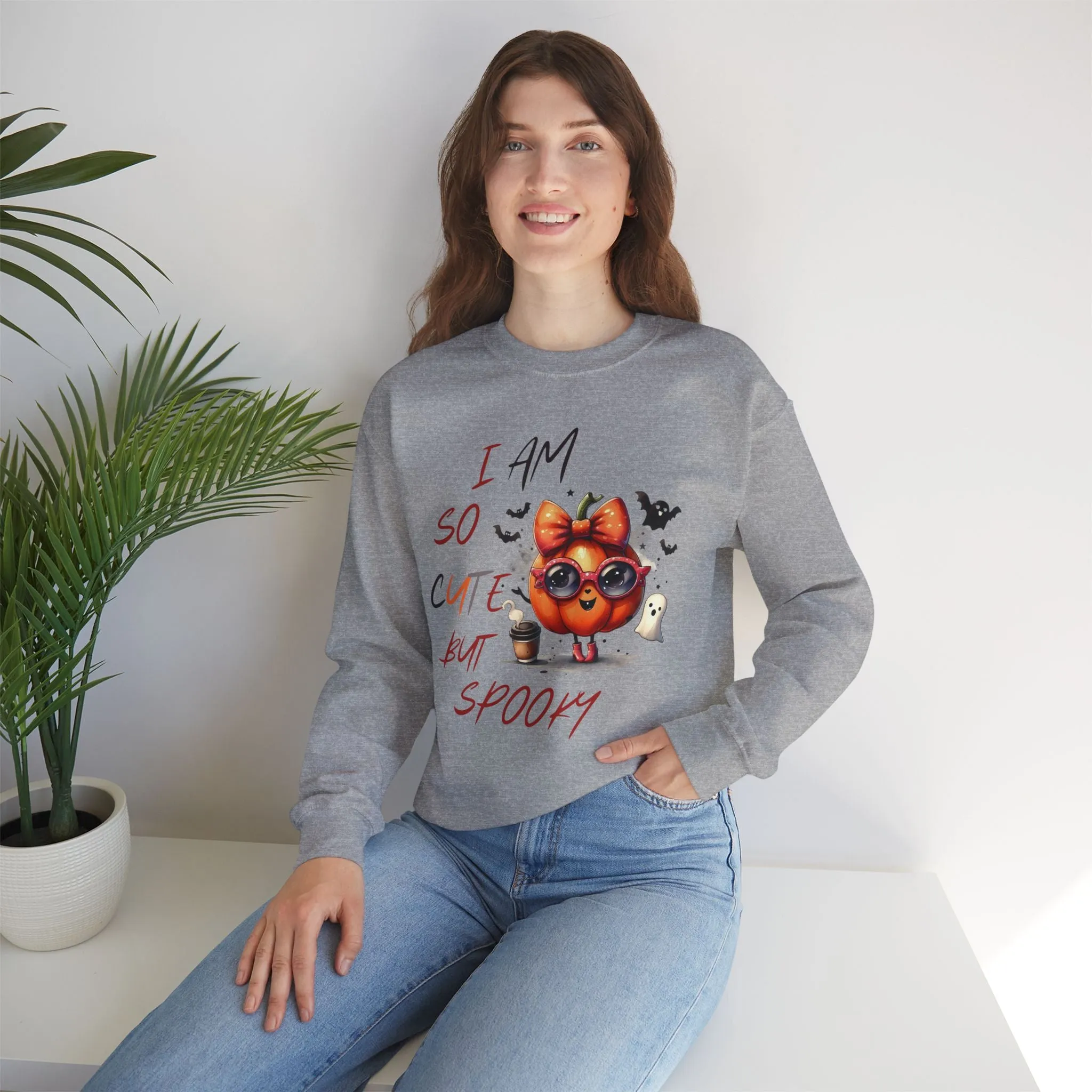 I Am So Cute But Spooky Halloween Sweatshirt, Happy Halloween Sweatshirt - Unisex Heavy Blend Crewneck, Halloween Sweatshirt, Cute Spooky Ghost sweatshirt.