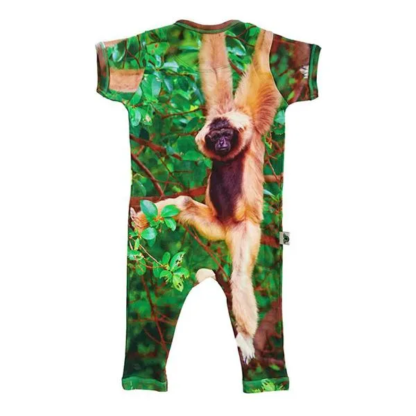 Inchworm Alley Organic Full Leg Romper - Monkey - 3 to 6 Months