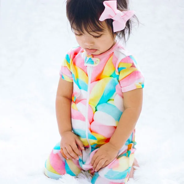 Inchworm Alley Organic Short Romper - Marshmallow Twisties