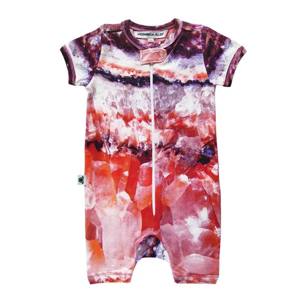 Inchworm Alley Organic Short Romper - Raw Rose Quartz - 0 to 3 Months