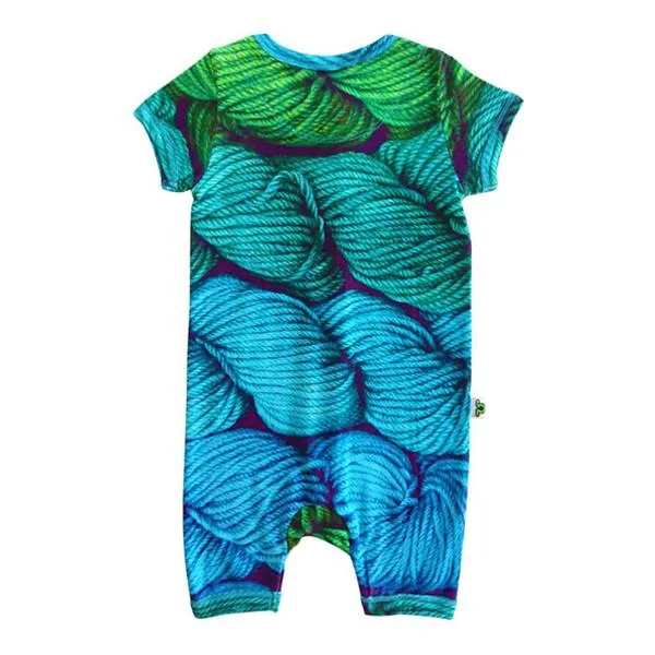 Inchworm Alley Organic Short Romper - Spin a Yarn - 3 to 6 Months