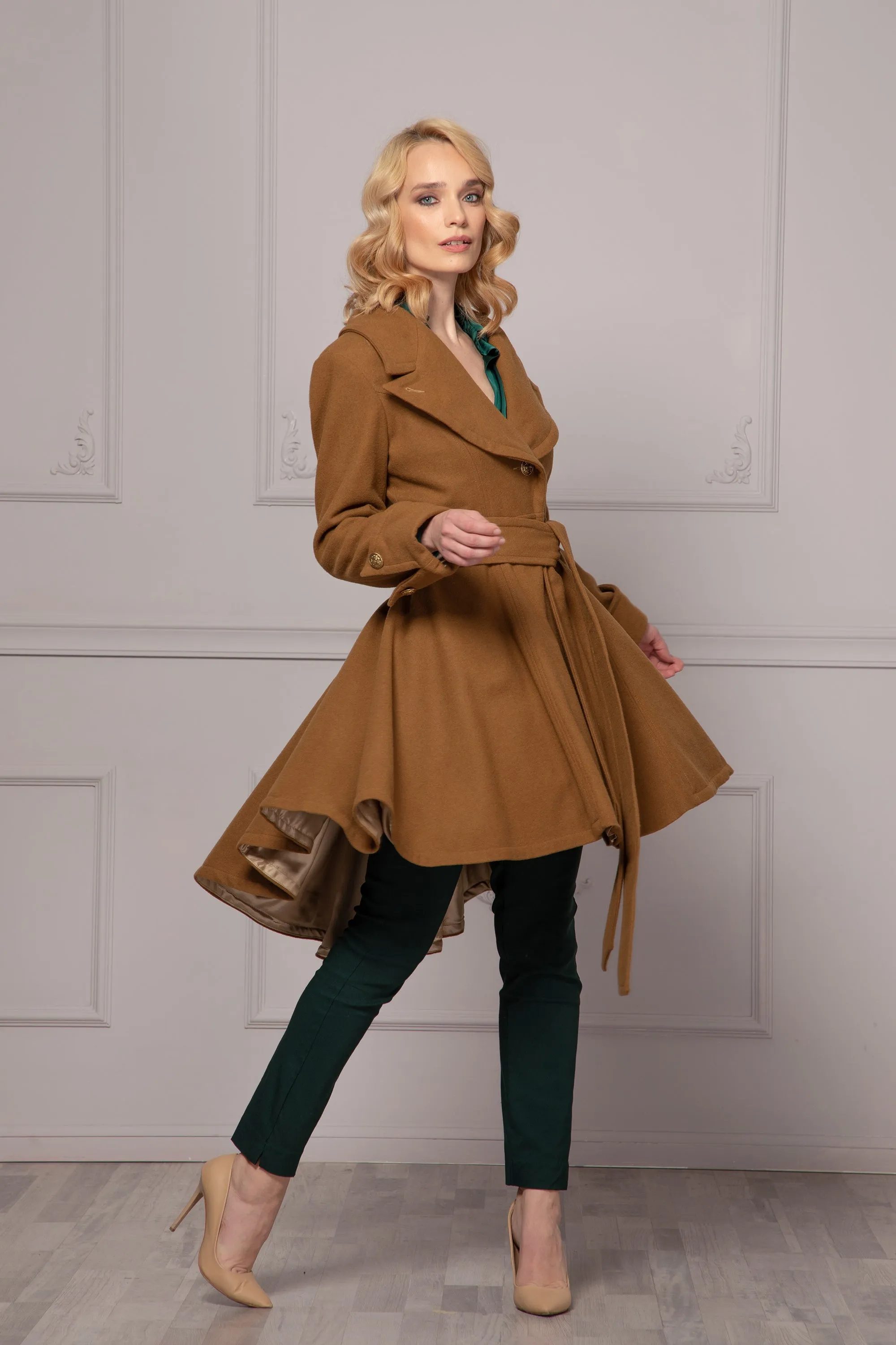 KHAKI SKIRT COAT