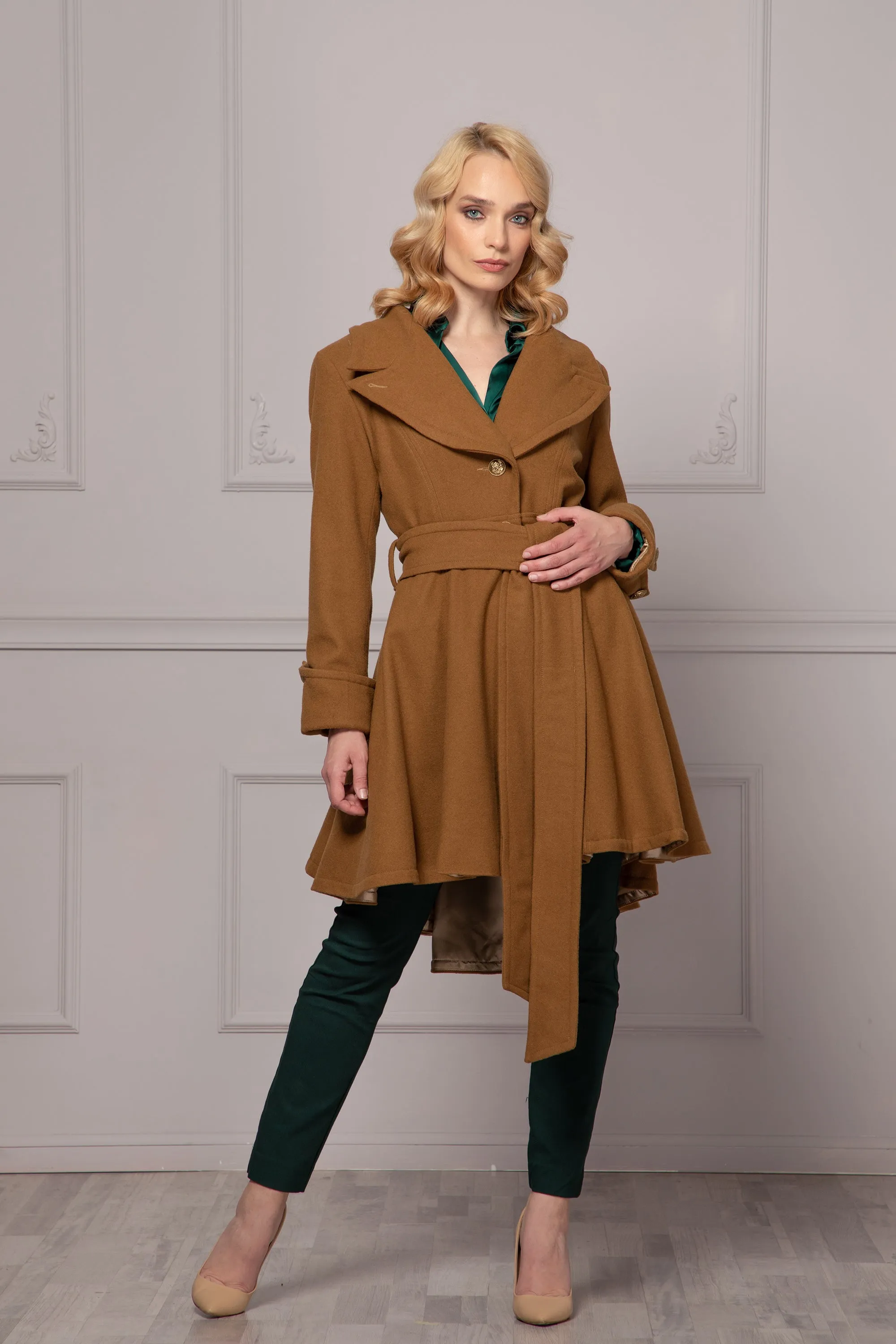 KHAKI SKIRT COAT