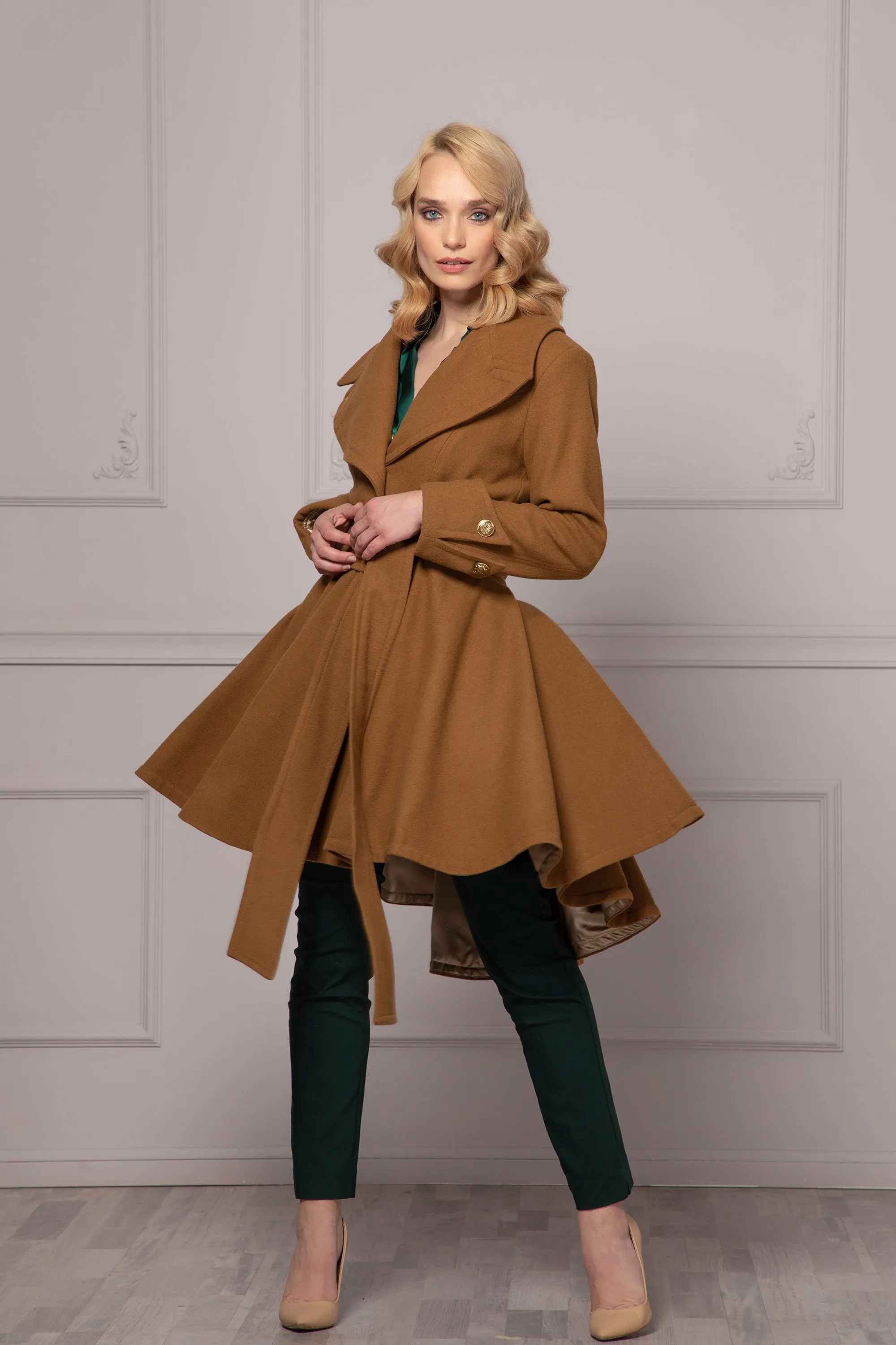 KHAKI SKIRT COAT