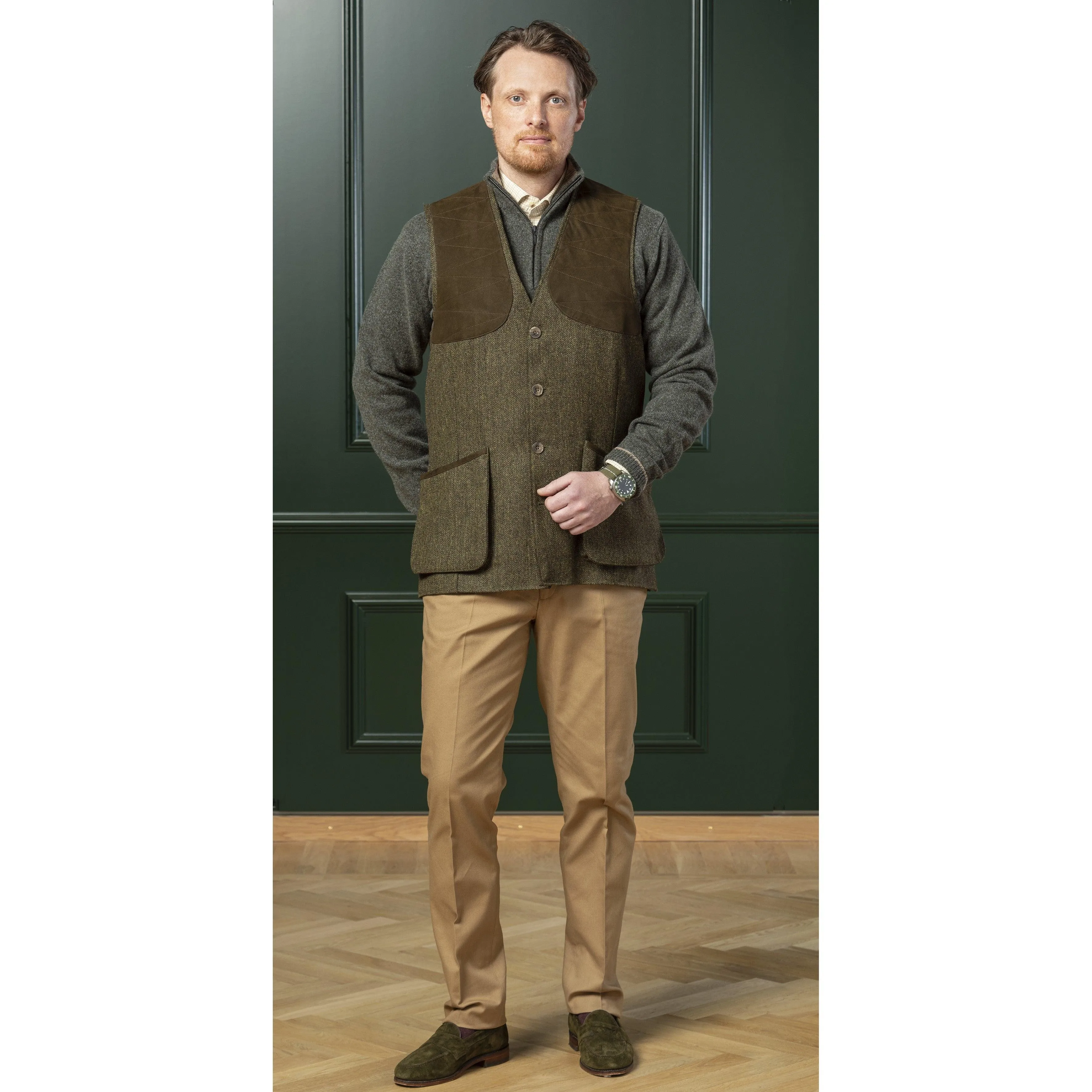 Laksen Leith Mens Tweed Shooting Vest - Kirkton Tweed