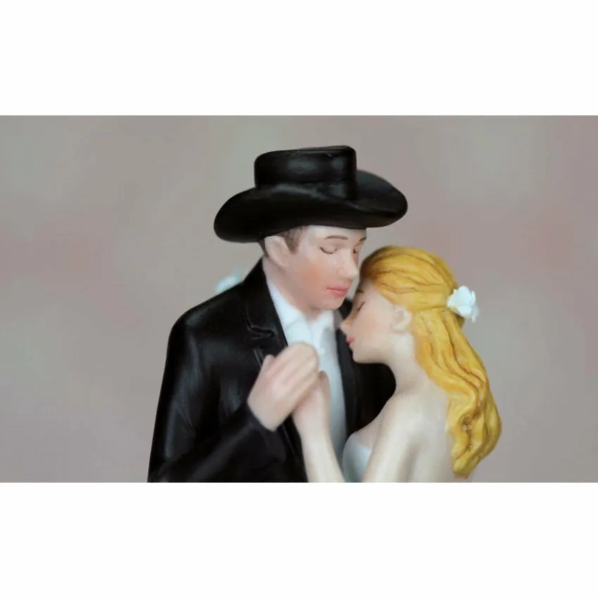 Lasso of Love Pink Rose Blossom Western Wedding Cake Topper