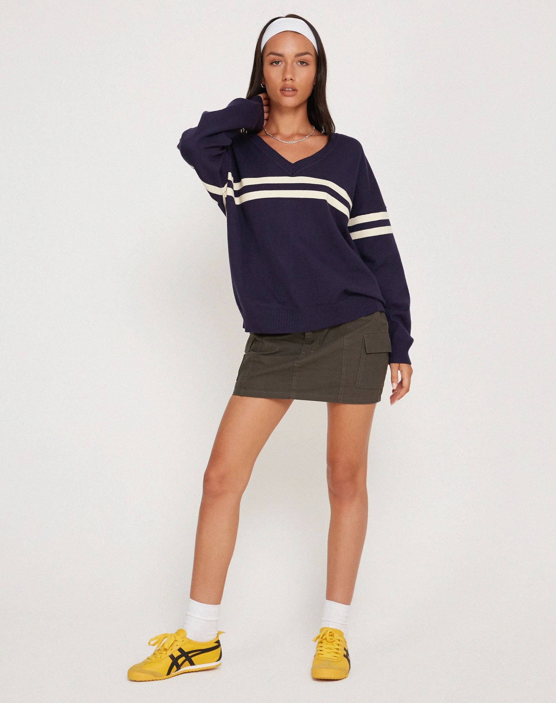 Louna Jumper in Peacoat Blue with White Stripe