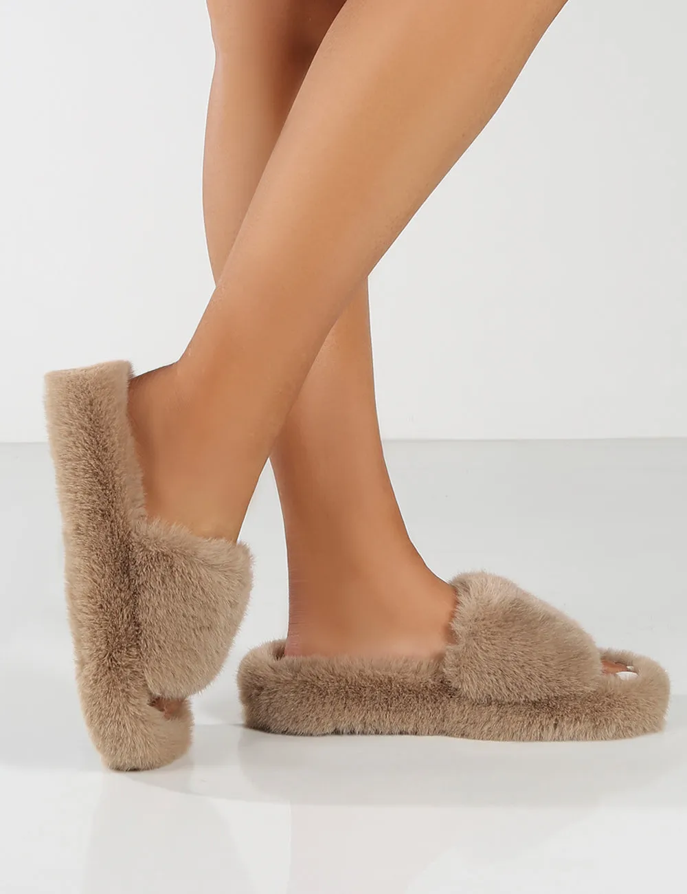 Lucky Stone Faux Fur Slider Slipper