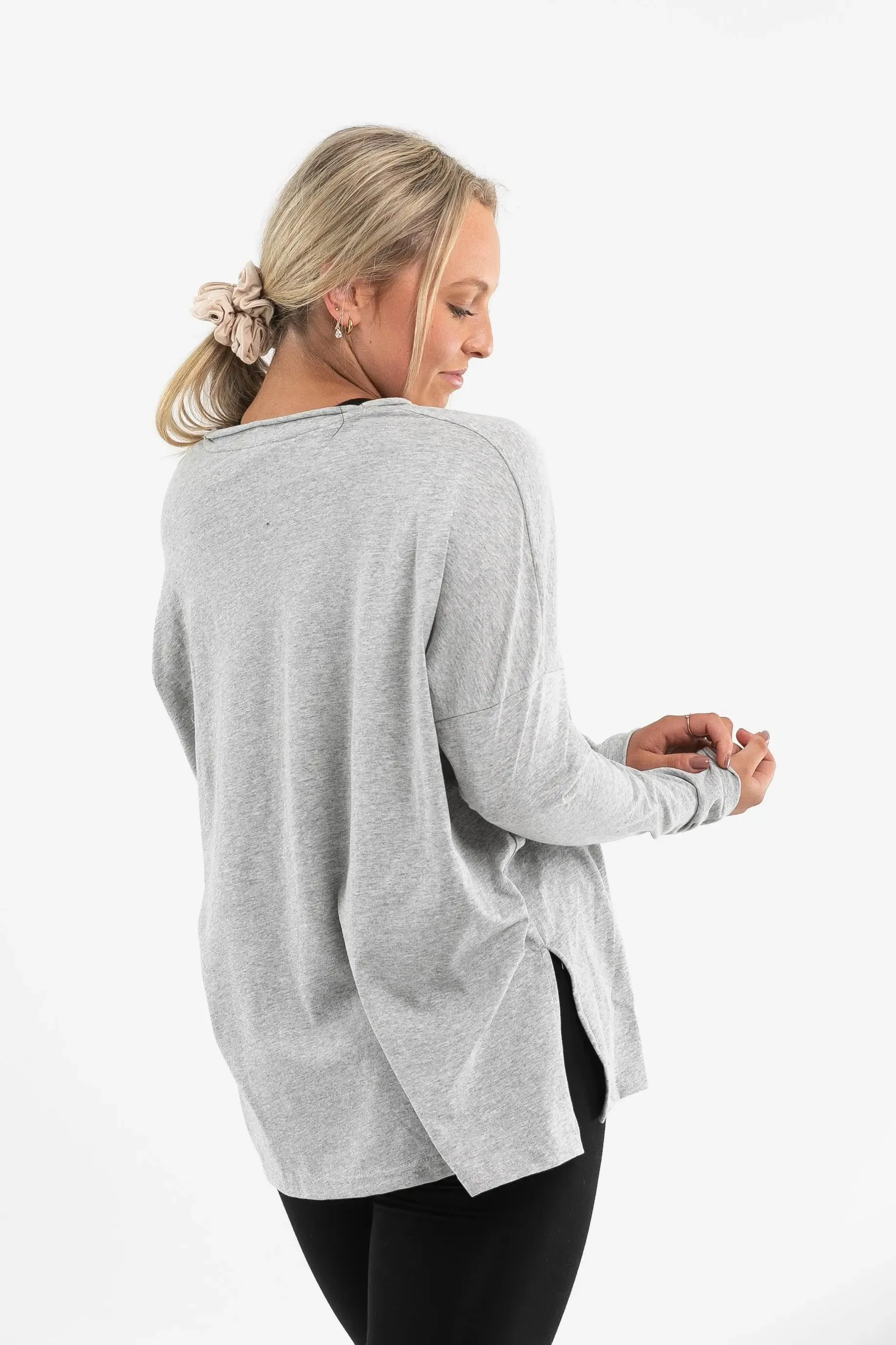 Luna Long Organic Sleeve Shirt | Grey