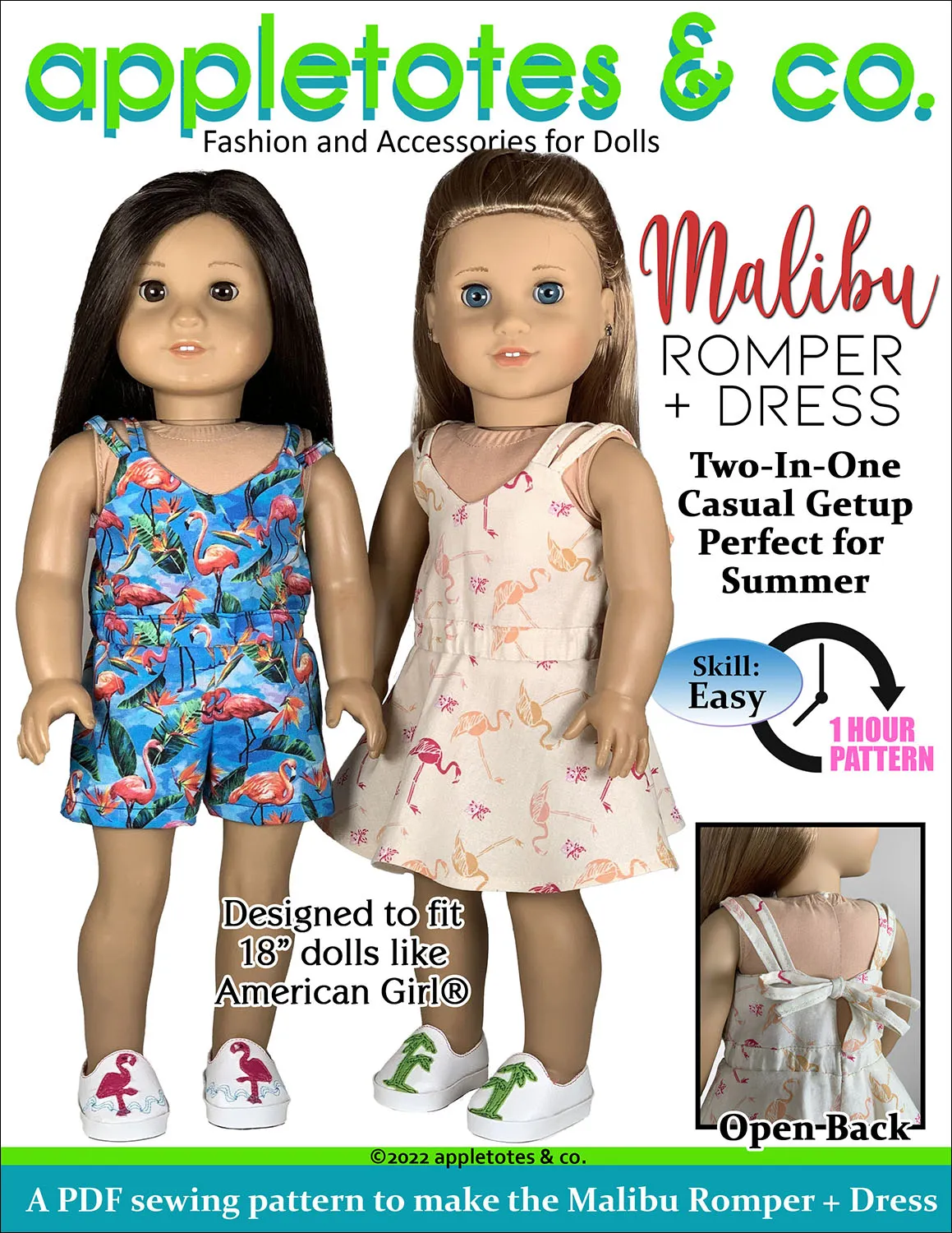 Malibu Romper   Dress 18 Inch Doll Sewing Pattern