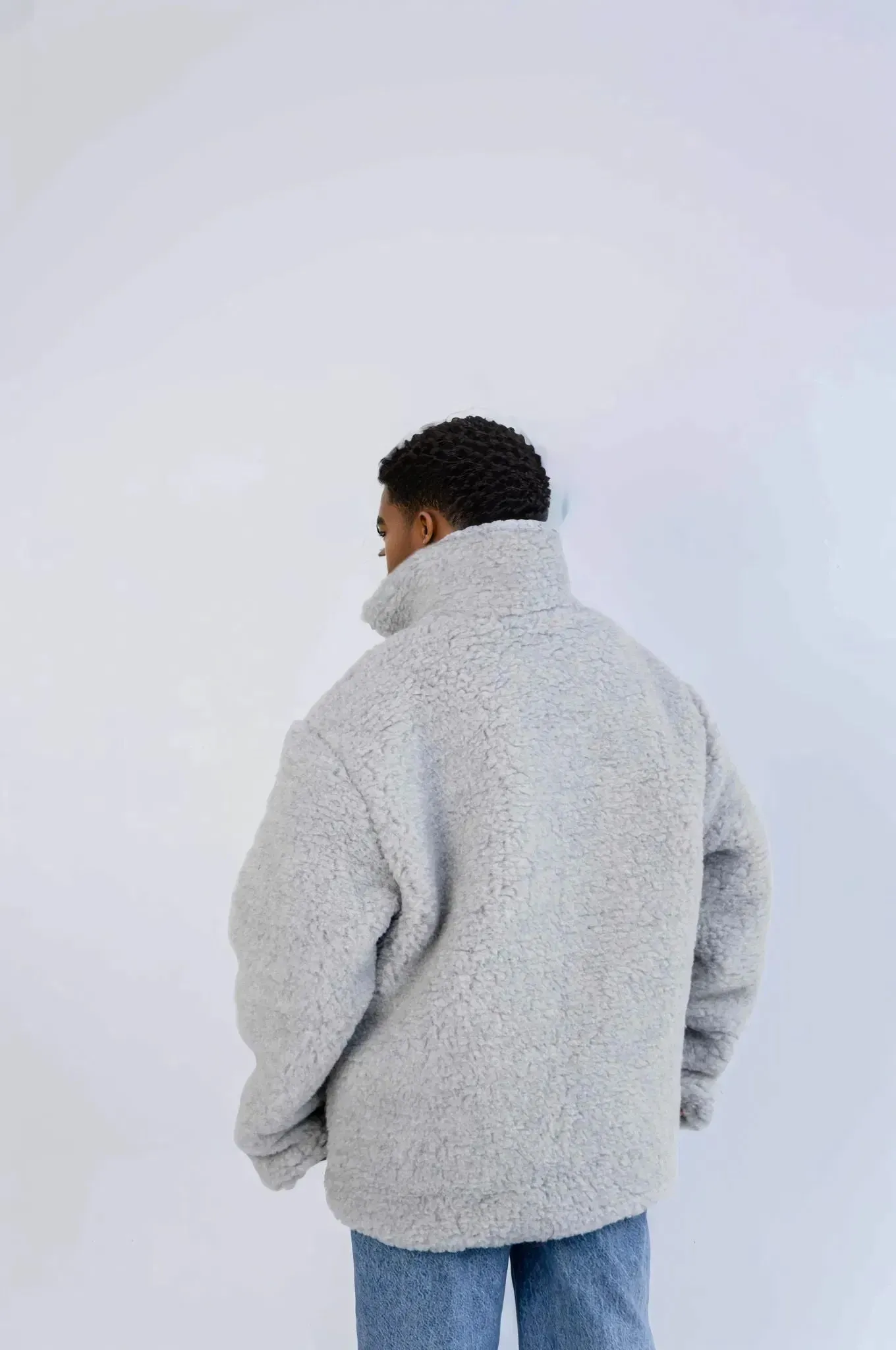 Men's Oversized Wool Jacket - Light Grey