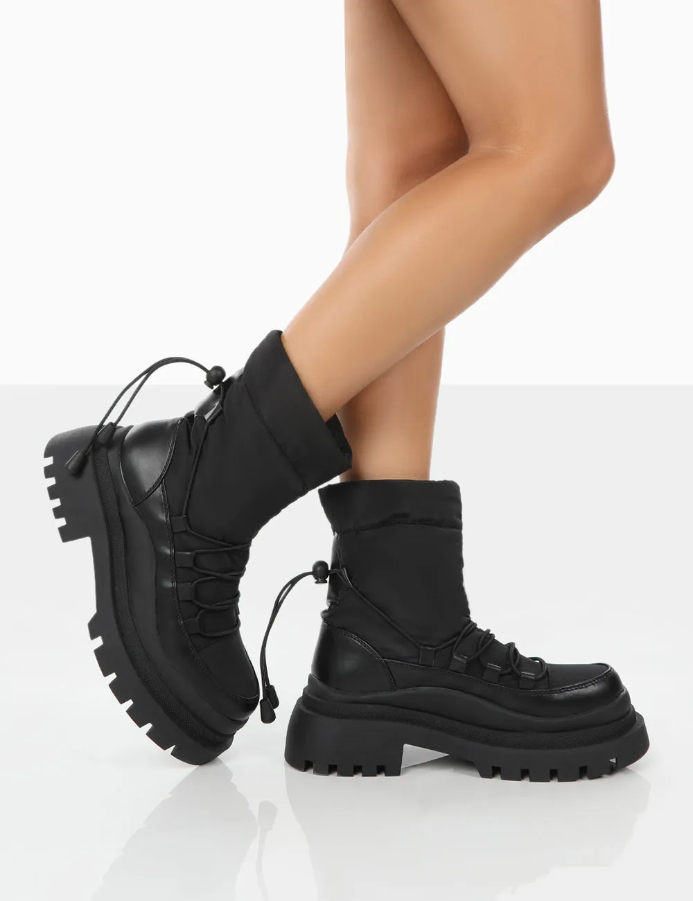 Mischa Black Platform Chunky Sole Winter Boots