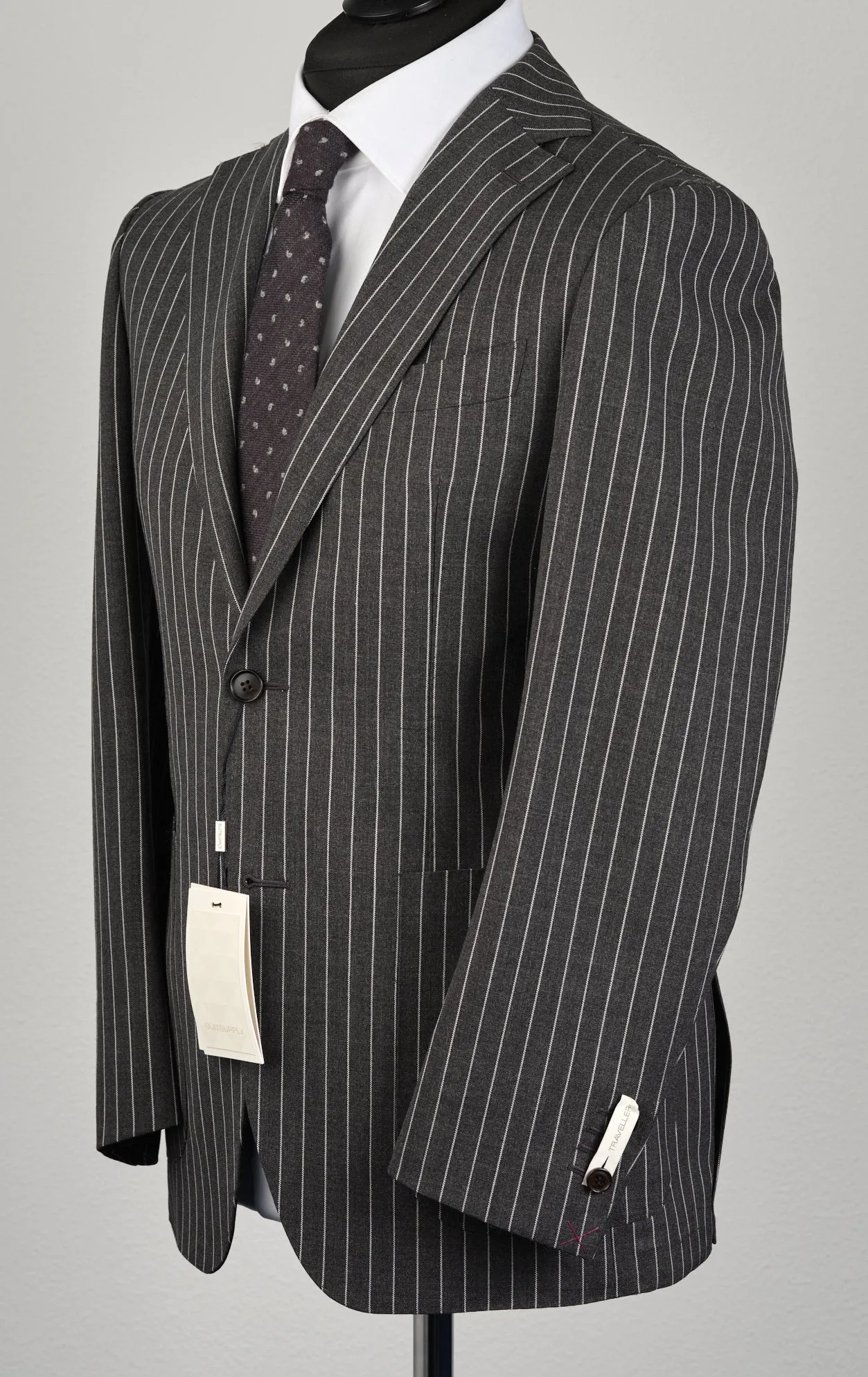 New Suitsupply Havana Traveller Dark Gray Stripe Unlined Suit - Size 40R and 42R