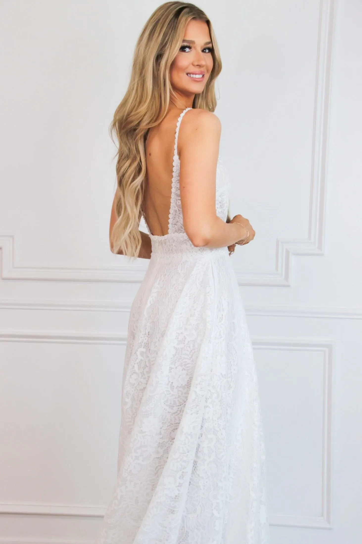 Oriana Lace A Line Detachable Long Sleeve Wedding Dress: Off White