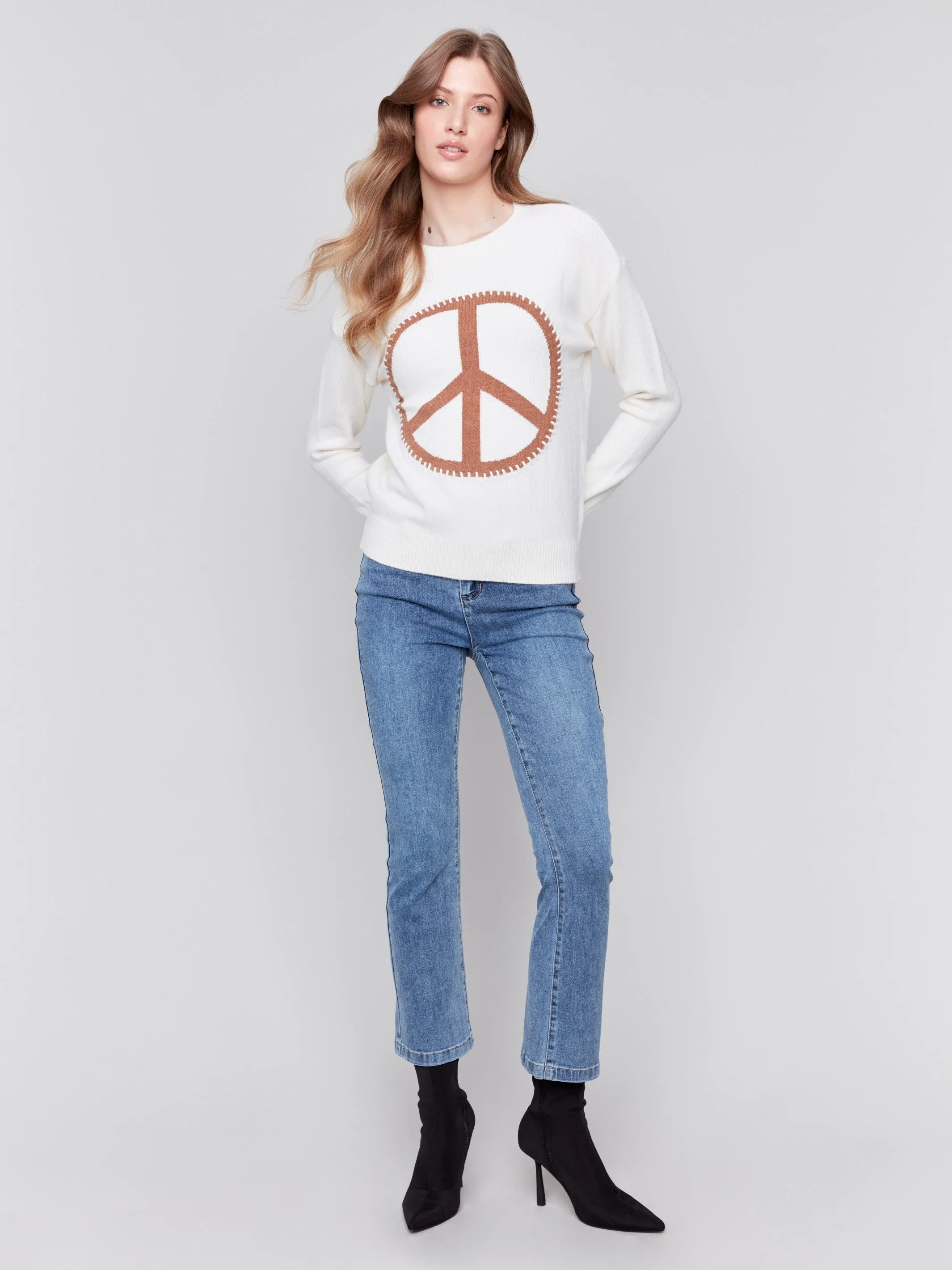 Peace Sign Sweater - Ecru