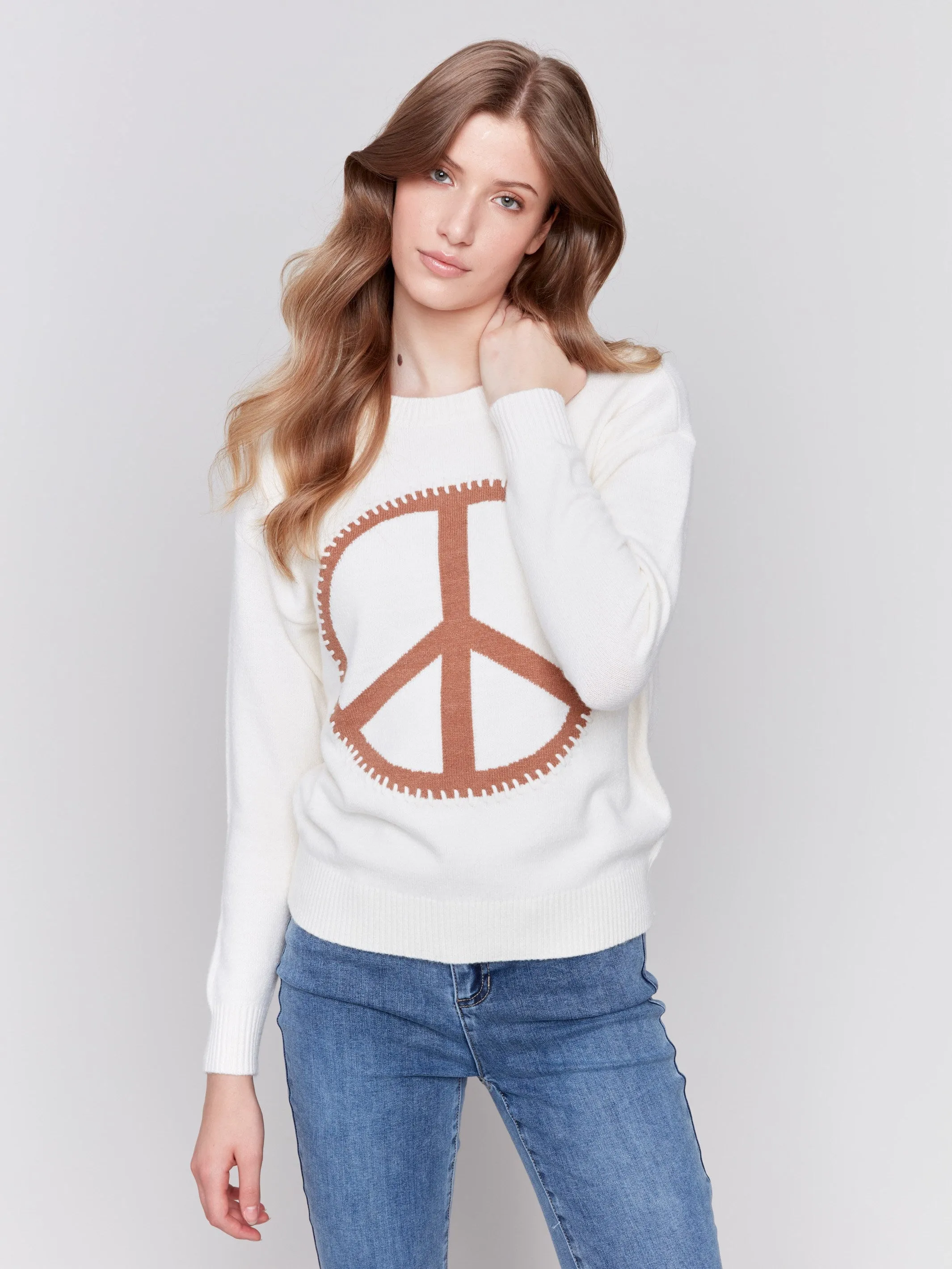 Peace Sign Sweater - Ecru