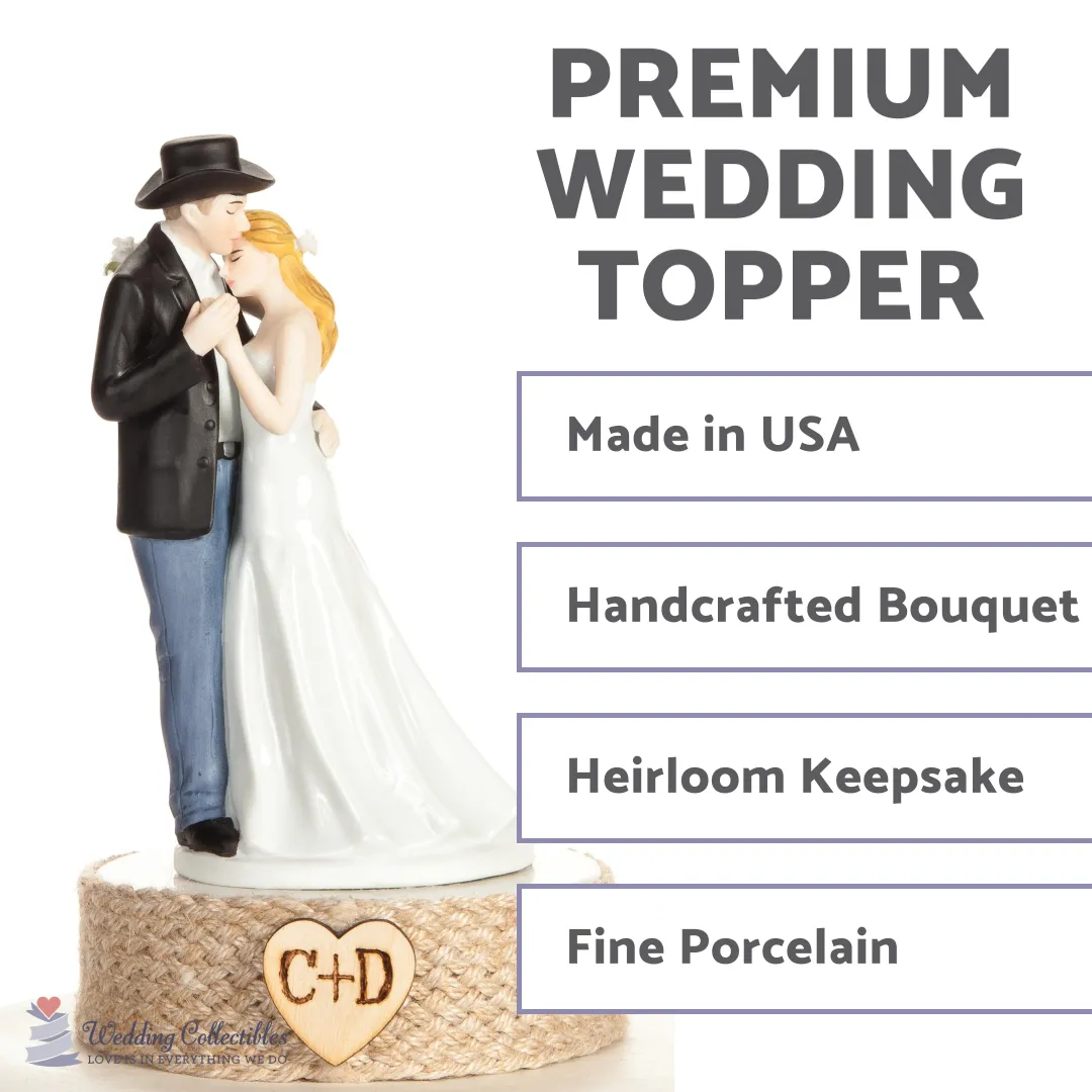 Personalized Western Bride and Groom Wedding Cake Topper