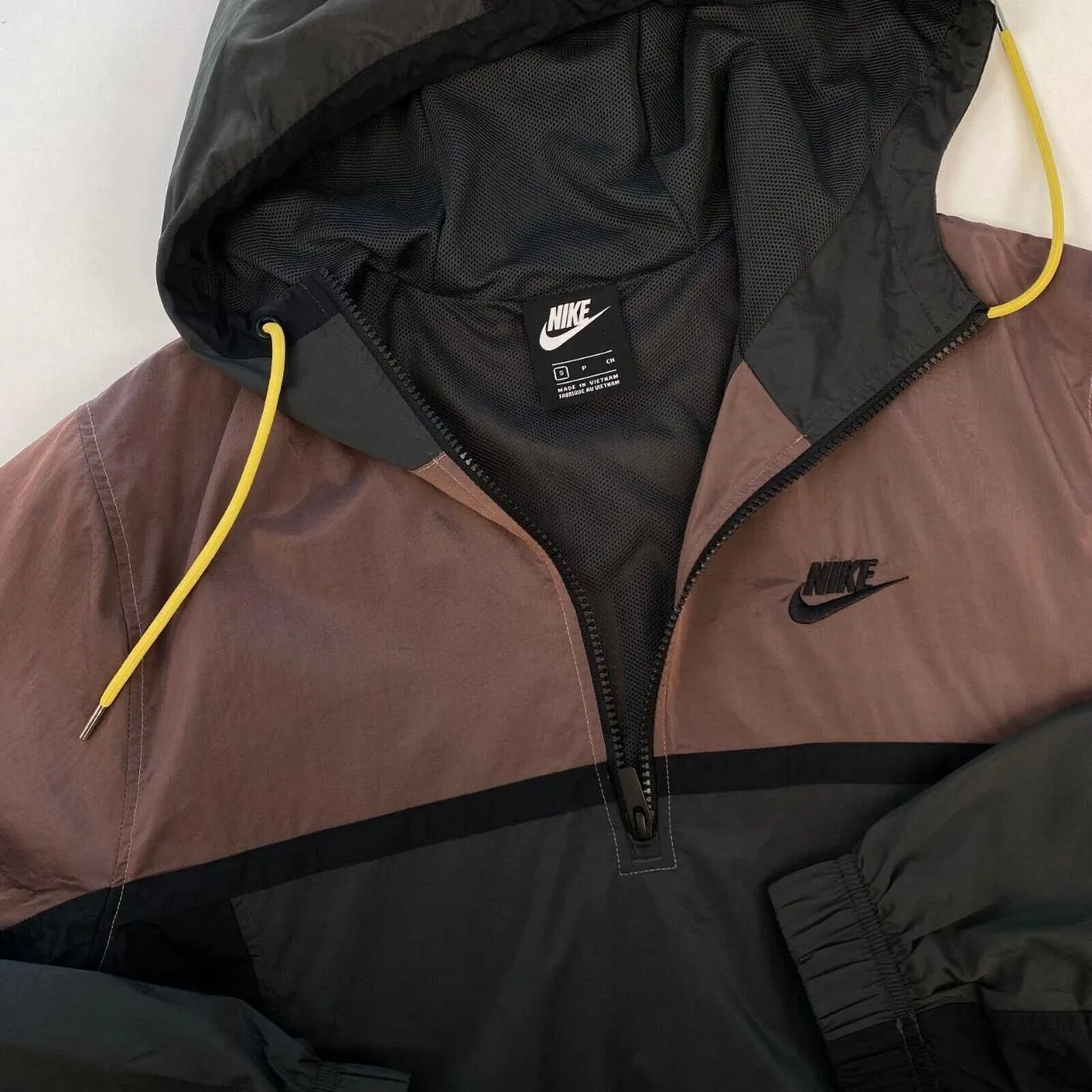 Preowned Nike Sportswear Half Zip Windrunner Jacket Mens Size S Brown Grey Black Pullover