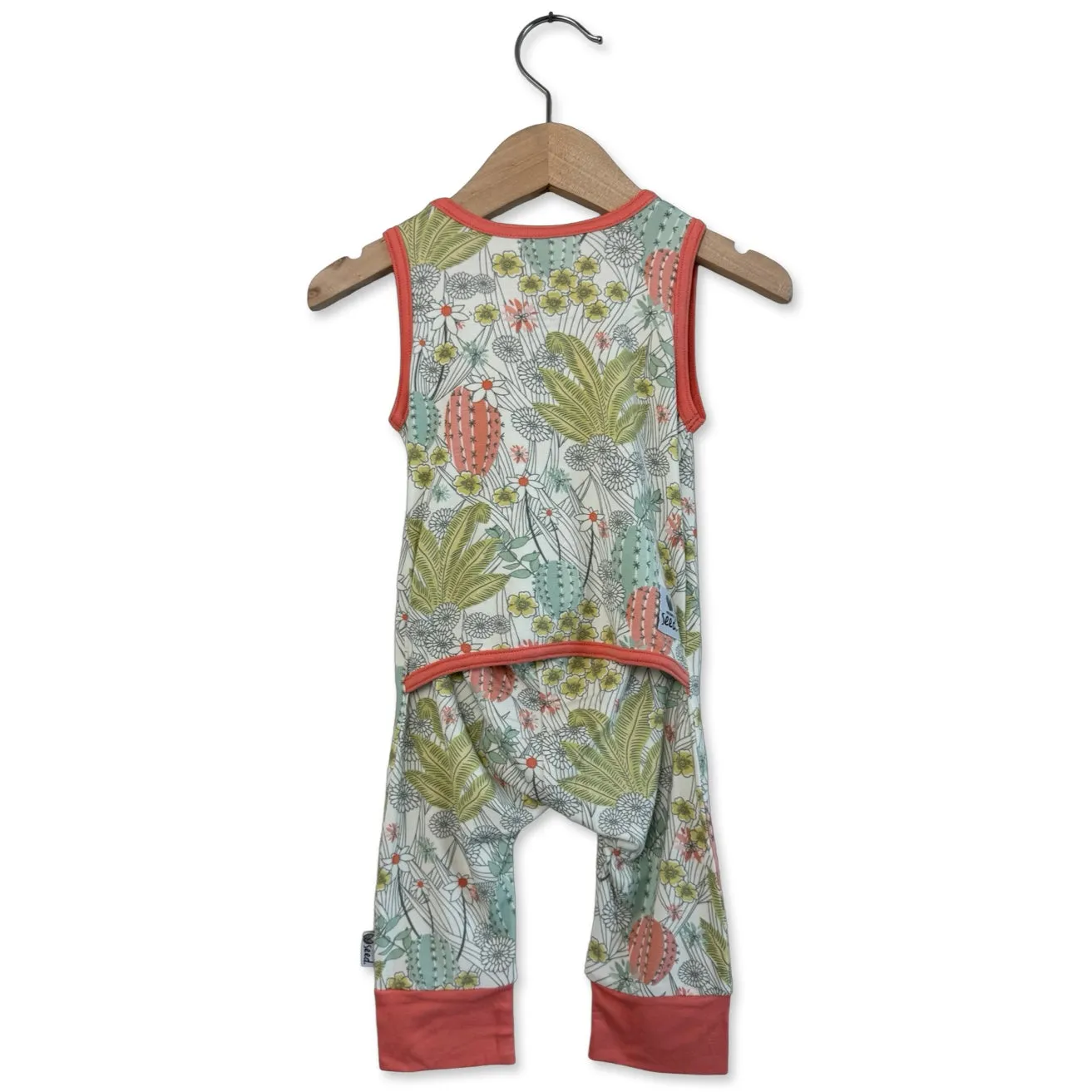 Prickly Petals Mini Ribbed Sleeveless Romper