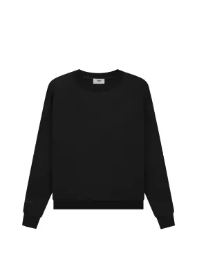 Prior Black Collection Embroidery Logo Oversized Cropped Crewneck Sweatshirt Onyx