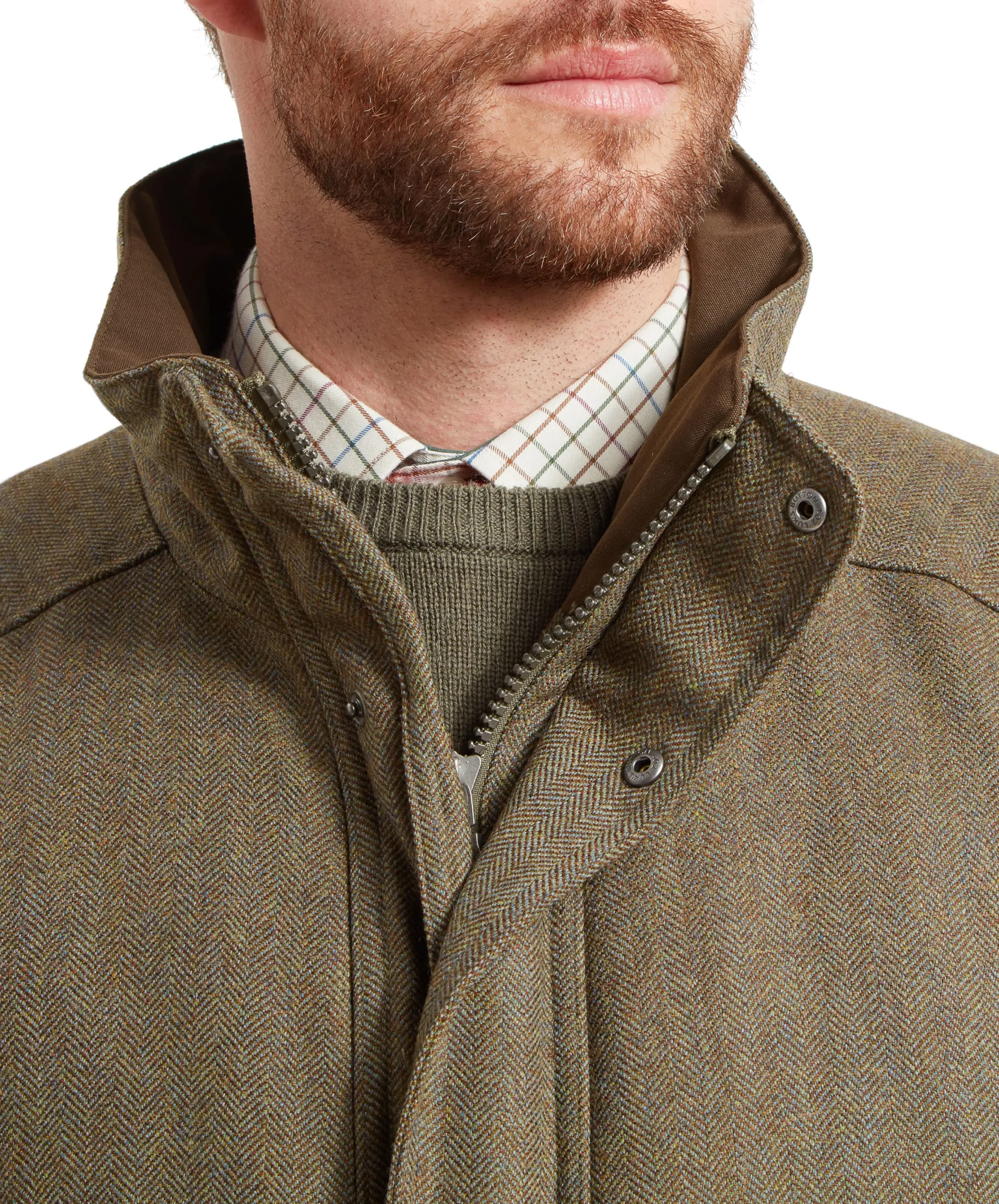 Ptarmigan Tweed Classic Coat - Loden Green Herringbone Tweed