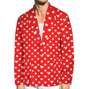 Red With White Mickey Polka Dots Men's Blazer Jacket