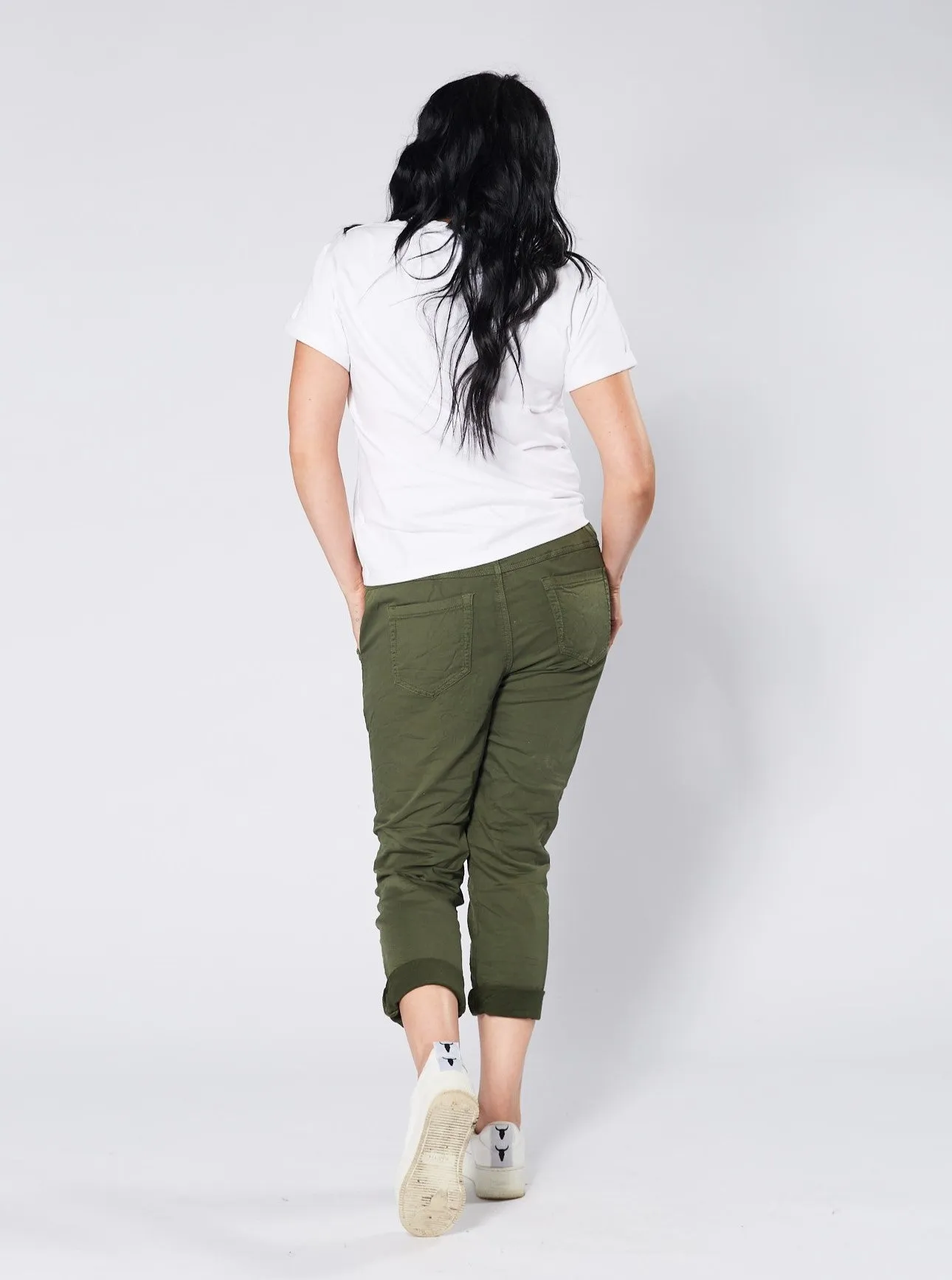 Riley Denim Joggers - Khaki