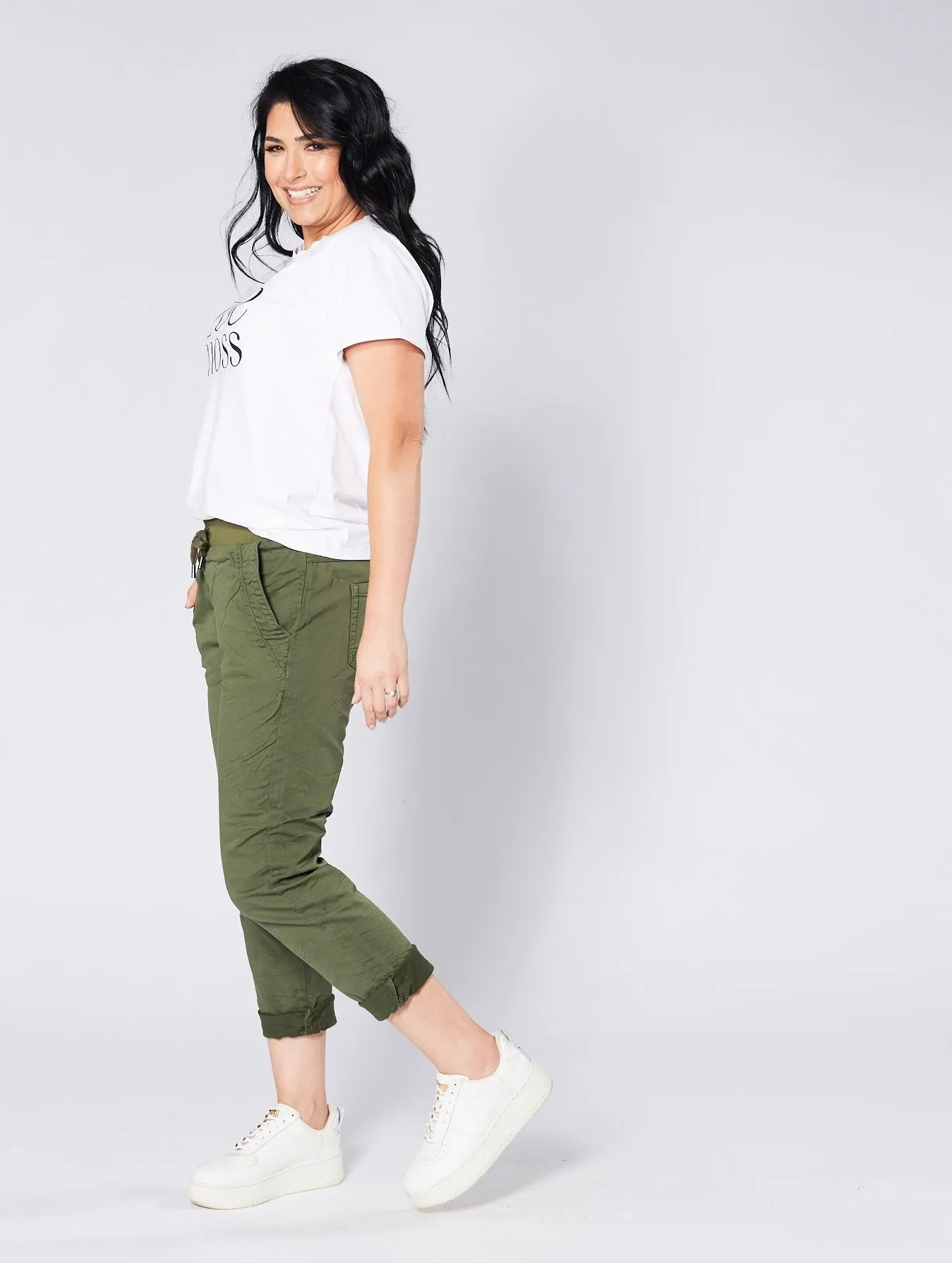 Riley Denim Joggers - Khaki