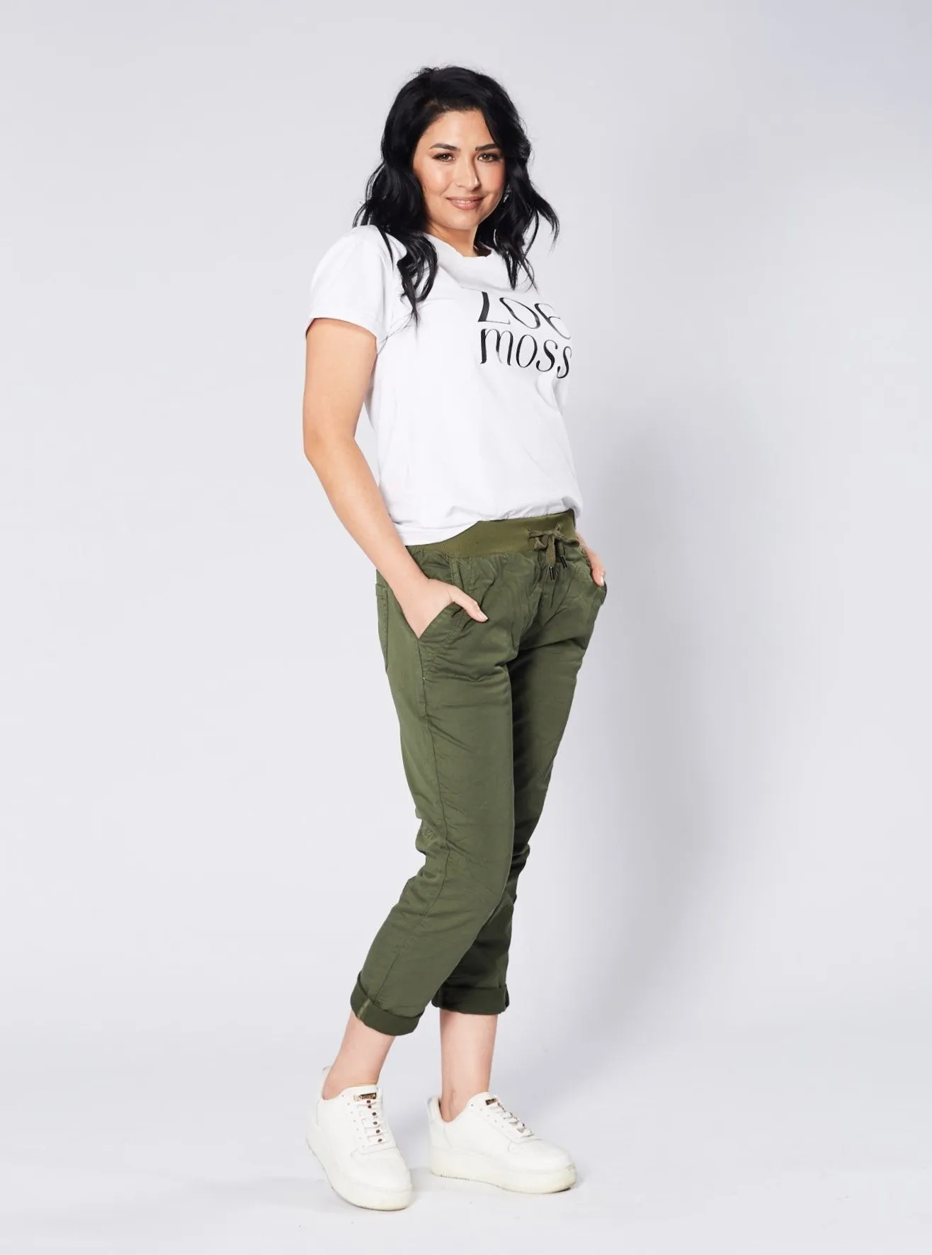 Riley Denim Joggers - Khaki