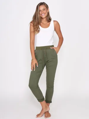 Riley Denim Joggers - Khaki