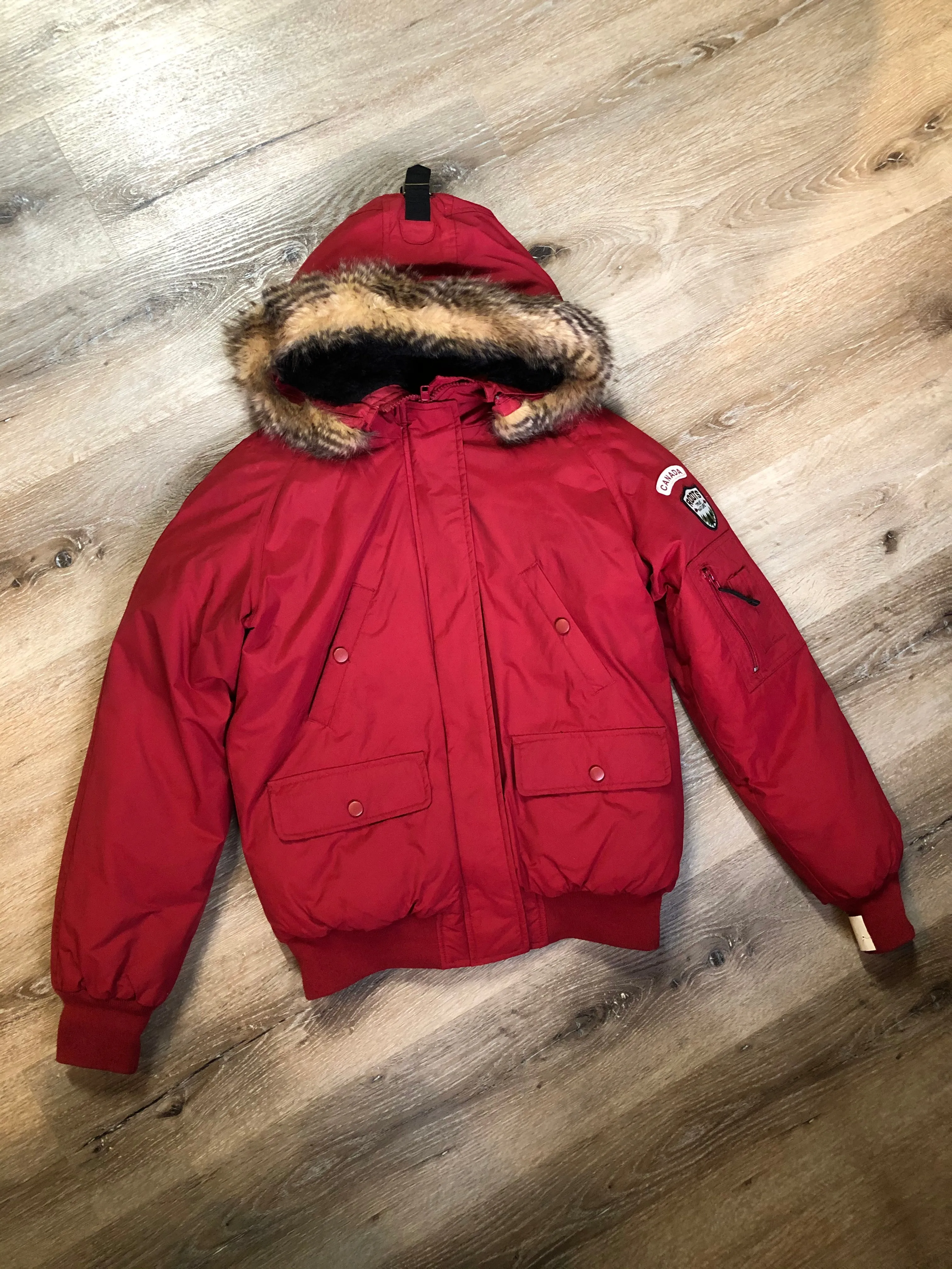 Roots Red Down-filled Bomber Jacket