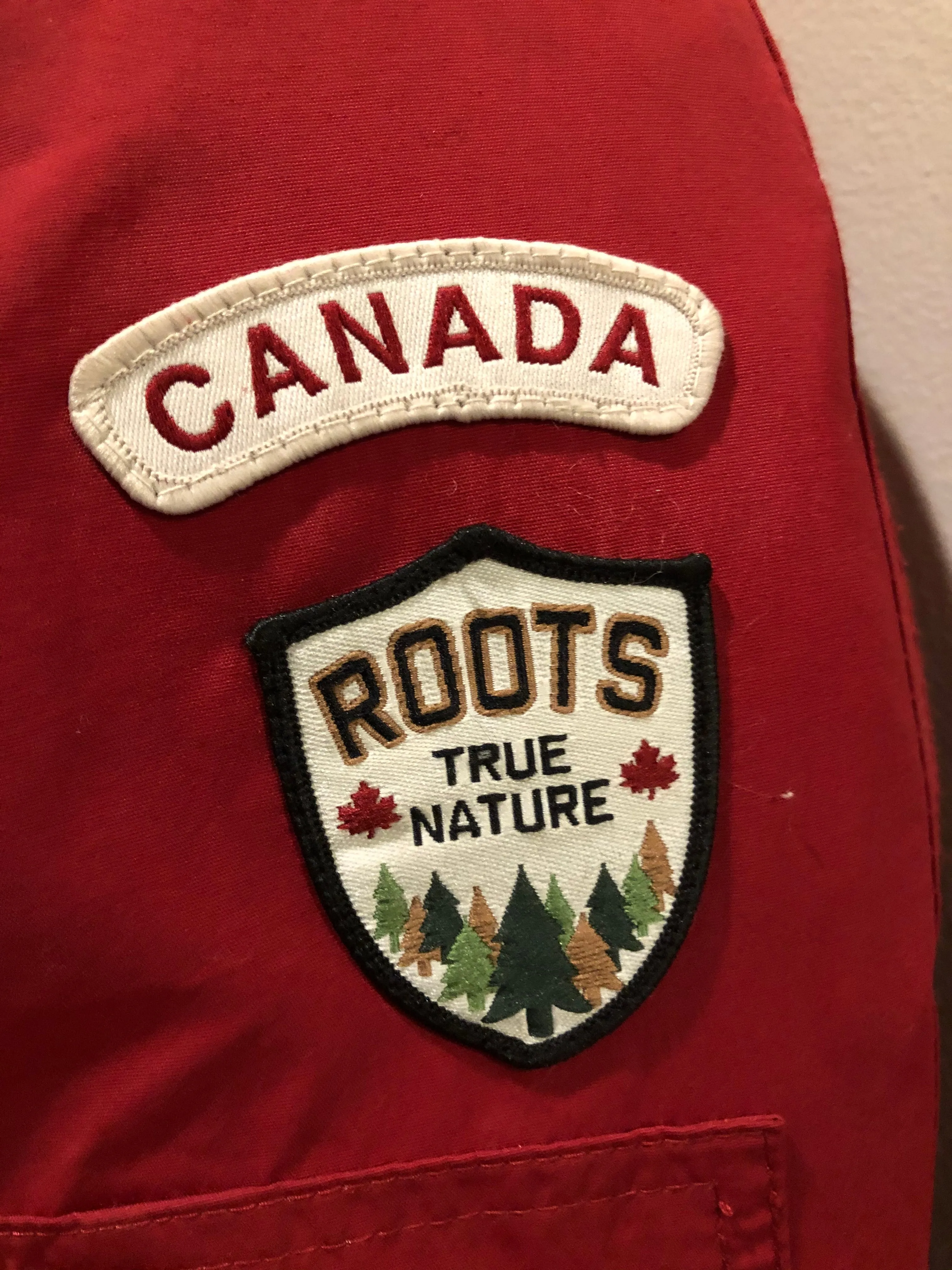 Roots Red Down-filled Bomber Jacket