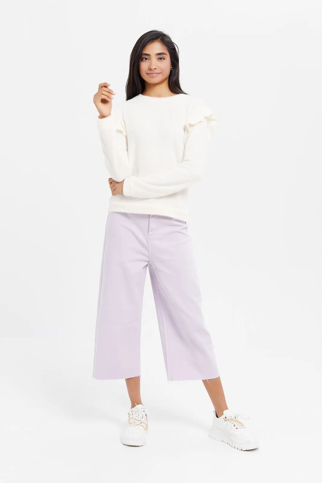 Senior Girls Lilac Denim Culottes